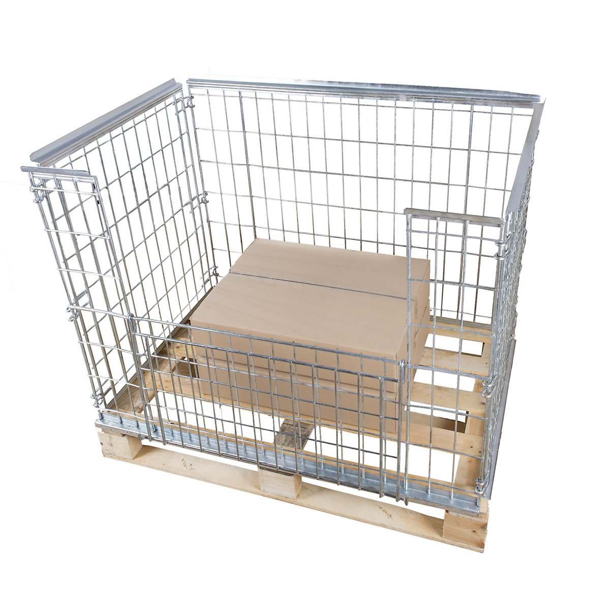Raklapra helyezhető rácsos keret EURO-csereraklaphoz – ratioform, lehajtható rész 1 hosszoldalon, hasznos magasság 1160 mm-1