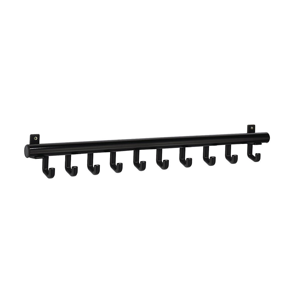 Portemanteaux mural en aluminium, noir, lot de 2, patère en plastique, l x h 1000 x 100 mm, 10 patères-1