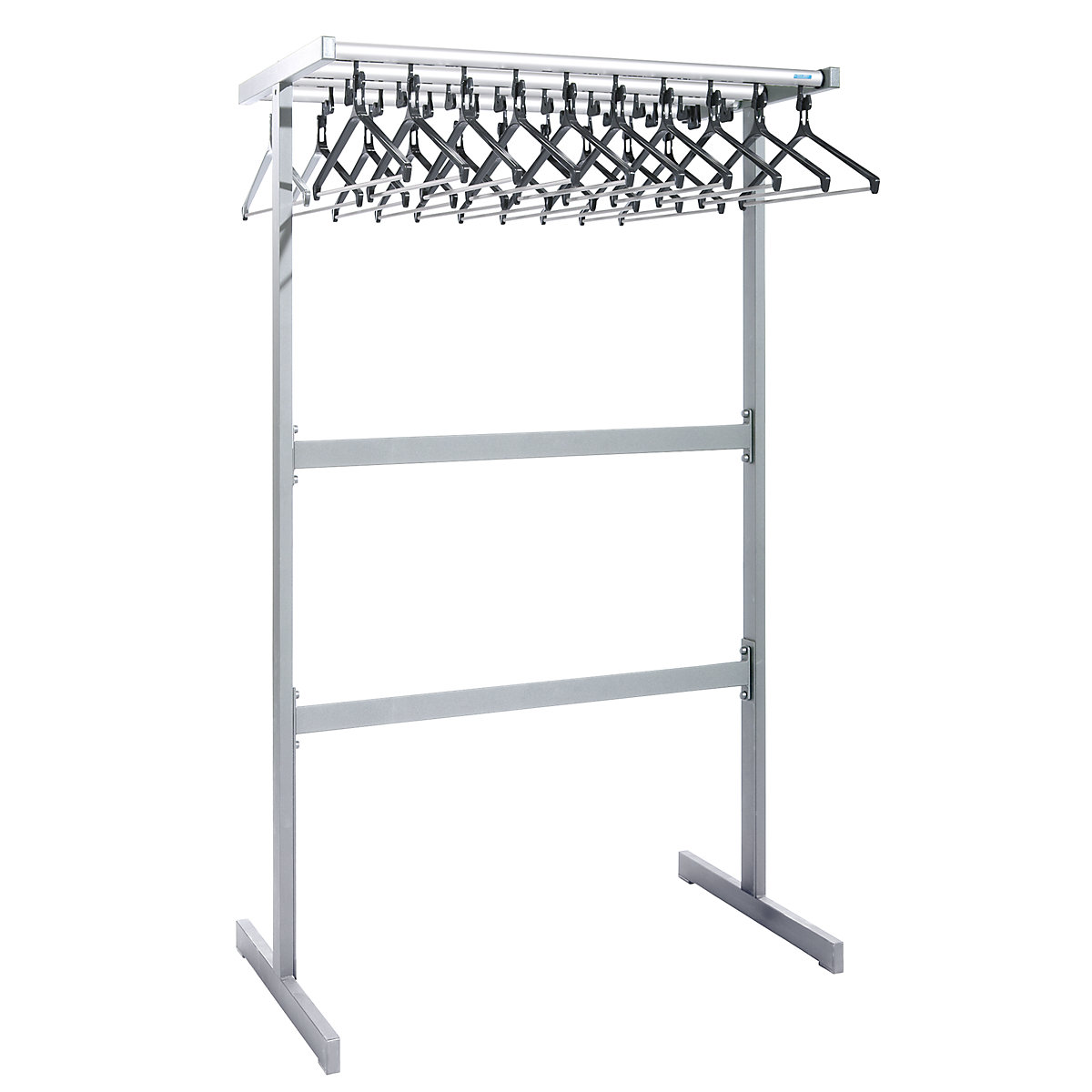 Vestiaire double face – eurokraft pro, avec cintres, argent, sans porte-parapluies-0