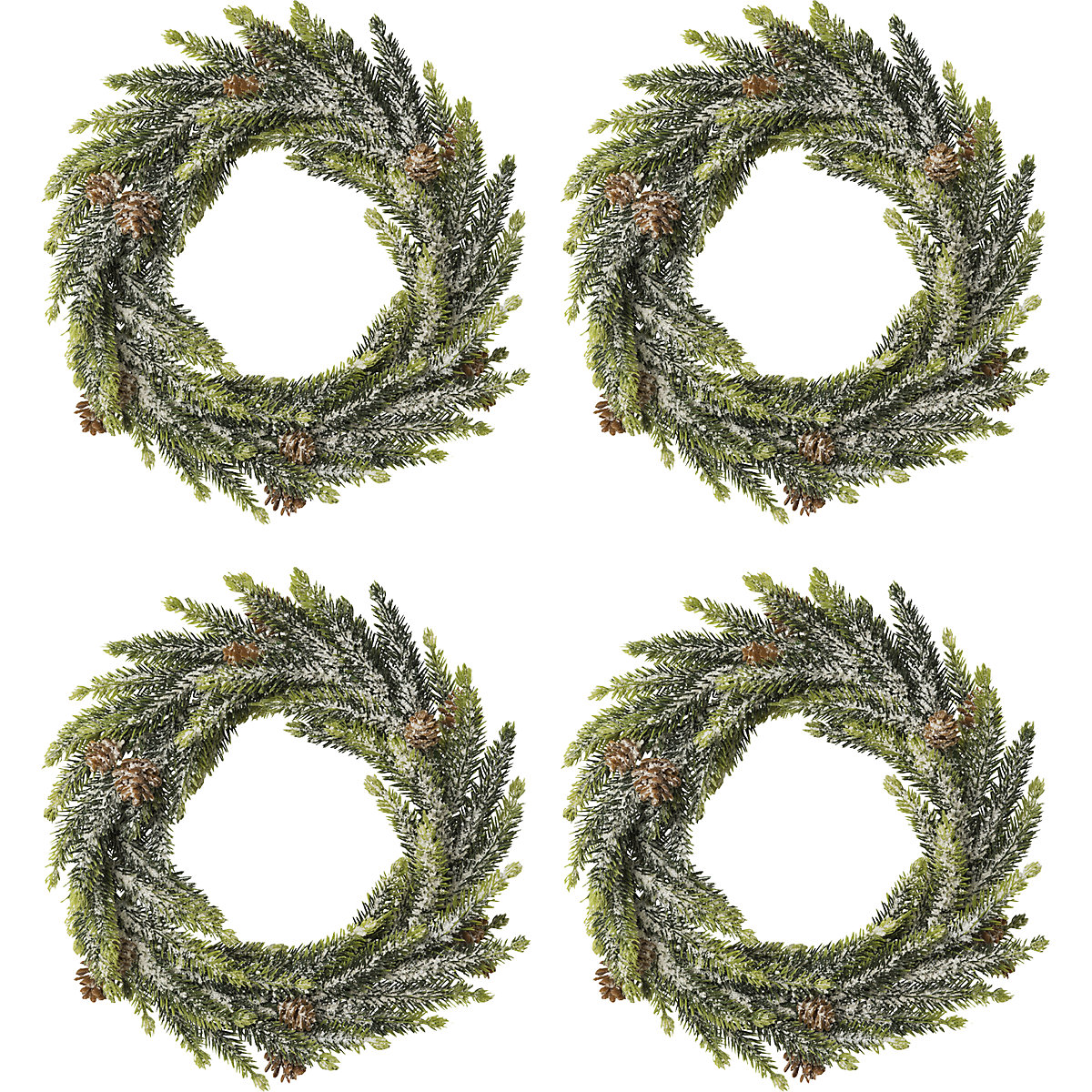 Couronne d'épicéa avec neige artificielle, lot de 4, Ø ext. 250 mm-0