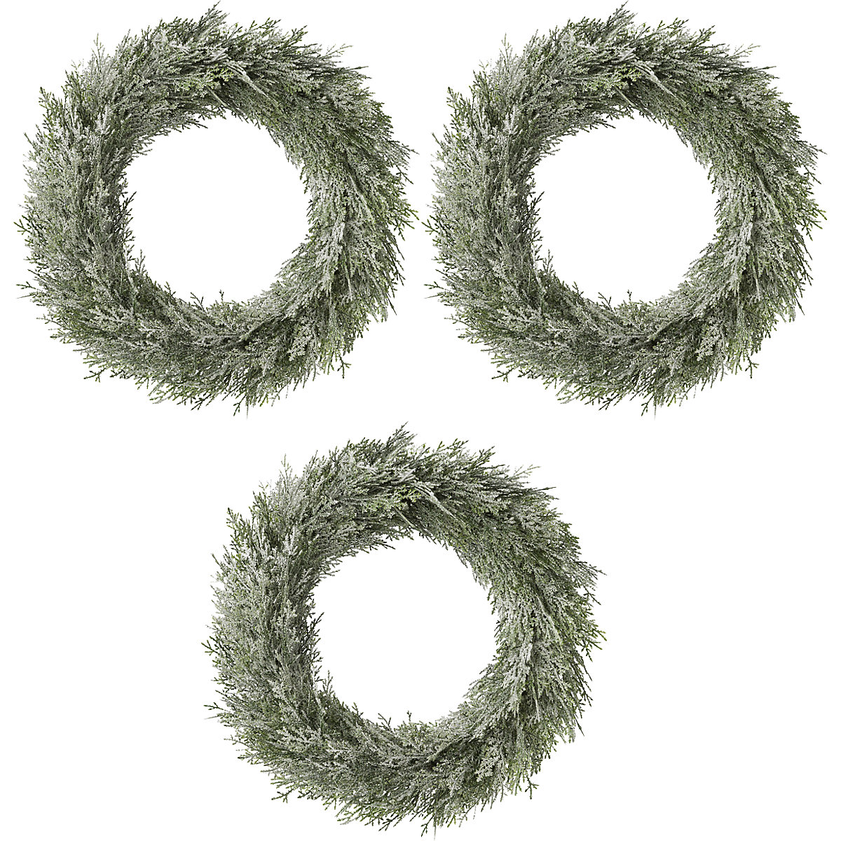 Couronne de cèdre, aspect givré, lot de 3, Ø ext. 400 mm-0