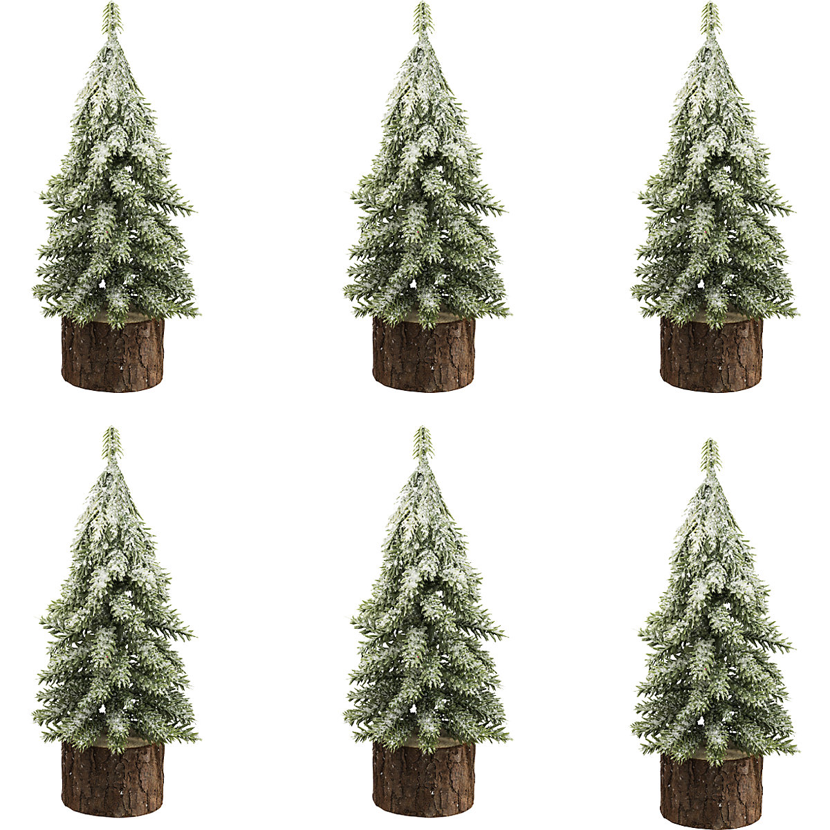 Petit sapin sur pied en bois, aspect givré, lot de 6, hauteur h.t. 190 mm-0