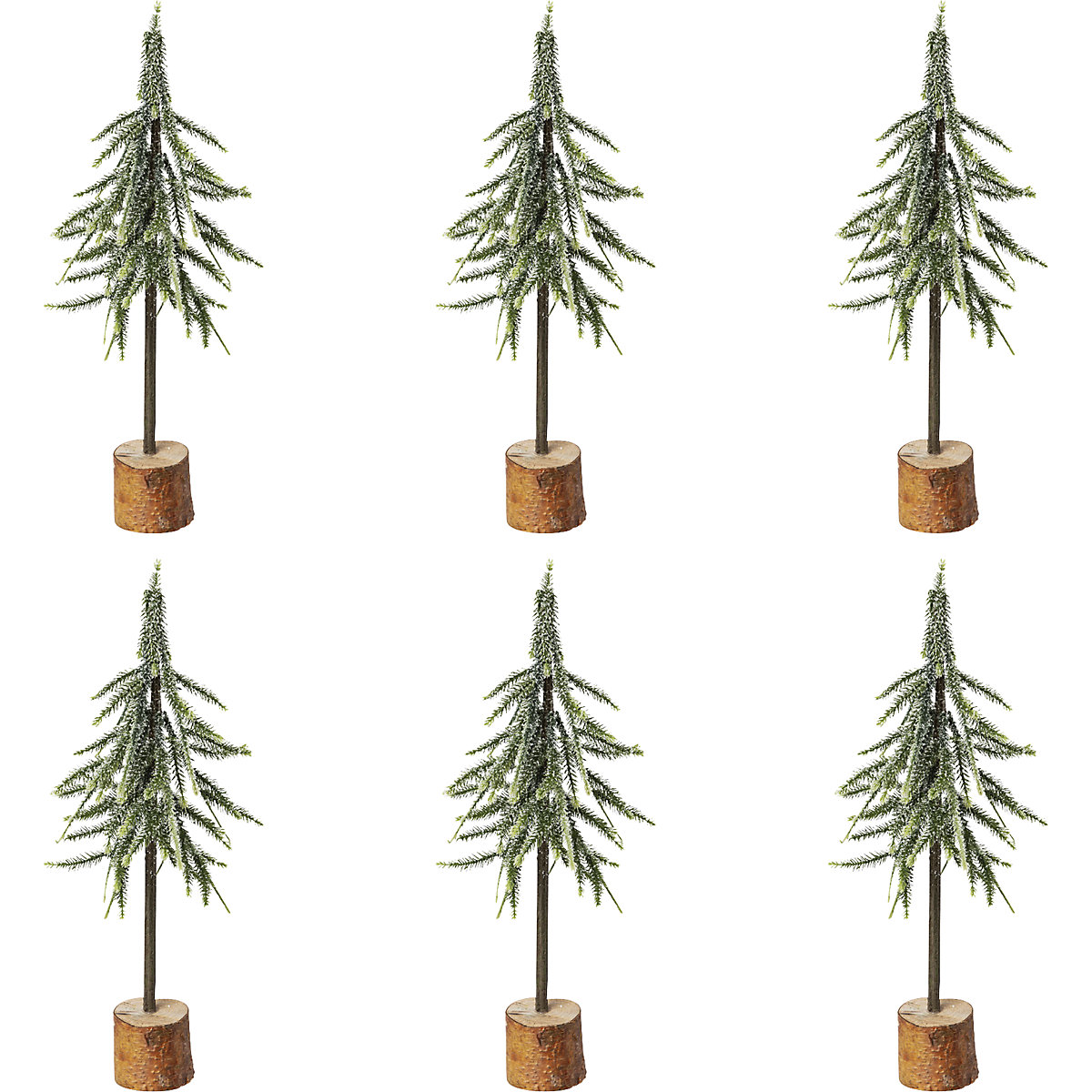 Tronc d'épicéa sur socle en bois avec neige artificielle, lot de 6, hauteur h.t. 500 mm-0