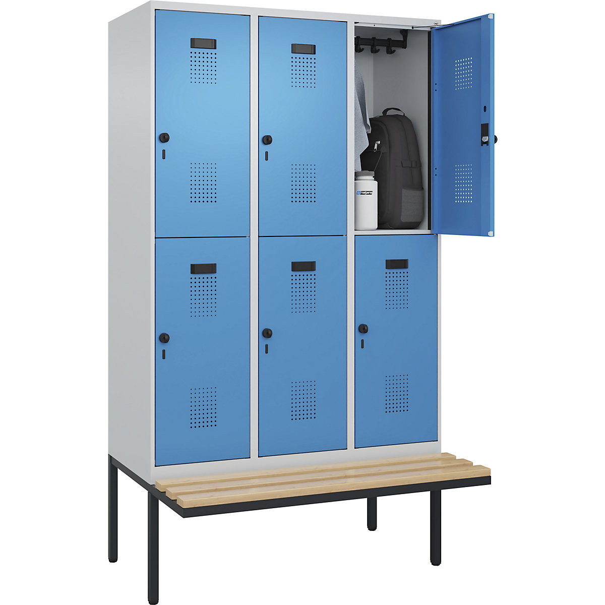 Vestiaire à deux étages Evolo PLUS avec banc (Illustration du produit 2)-1