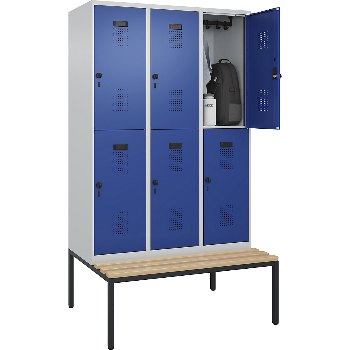 Vestiaire à deux étages Evolo PLUS avec banc (Illustration du produit 2)-1