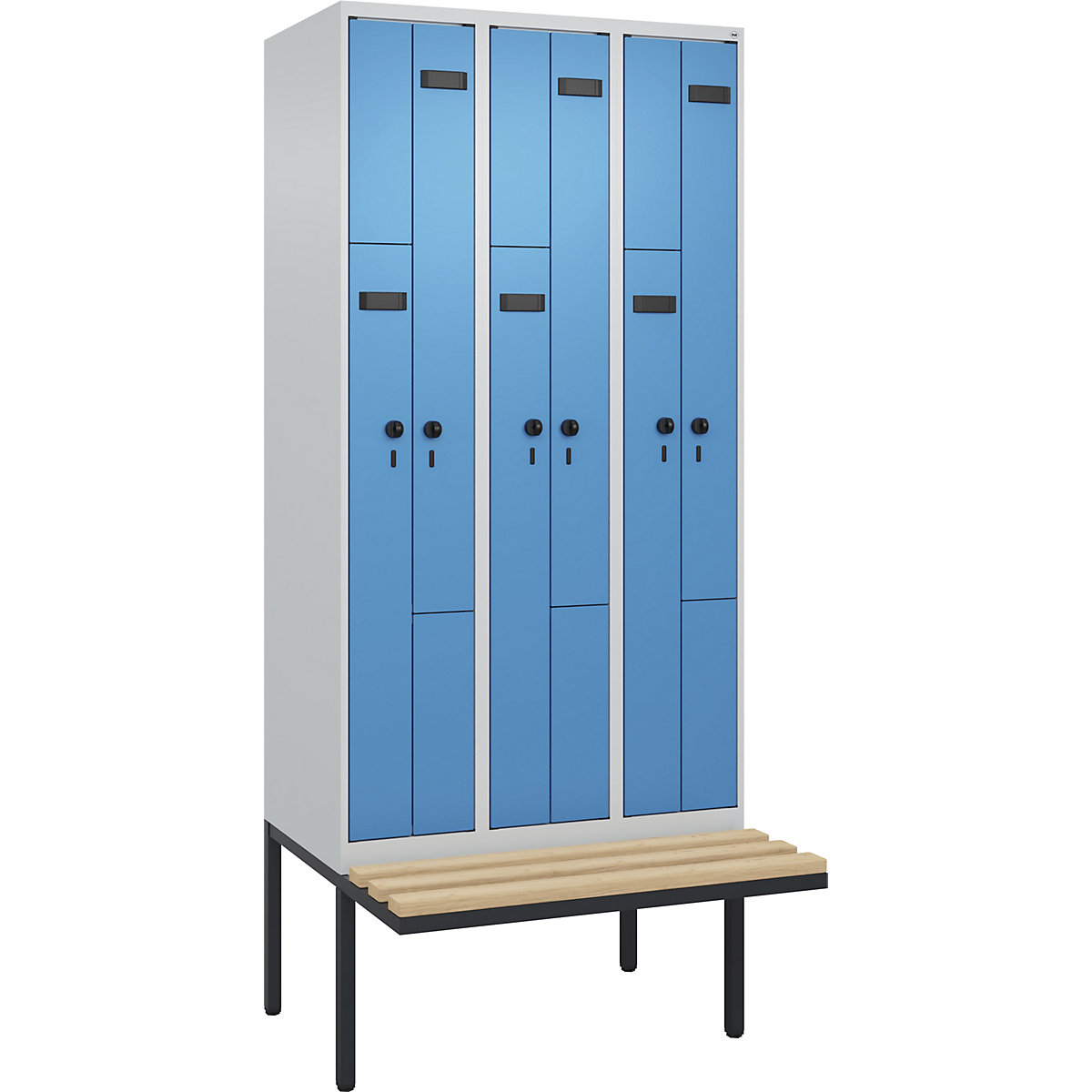 Vestiaire à portes en Z Evolo PLUS avec banc (Illustration du produit 2)-1