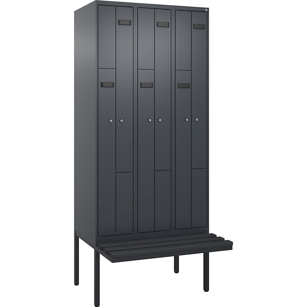 Vestiaire à portes en Z Evolo PLUS avec banc (Illustration du produit 2)-1