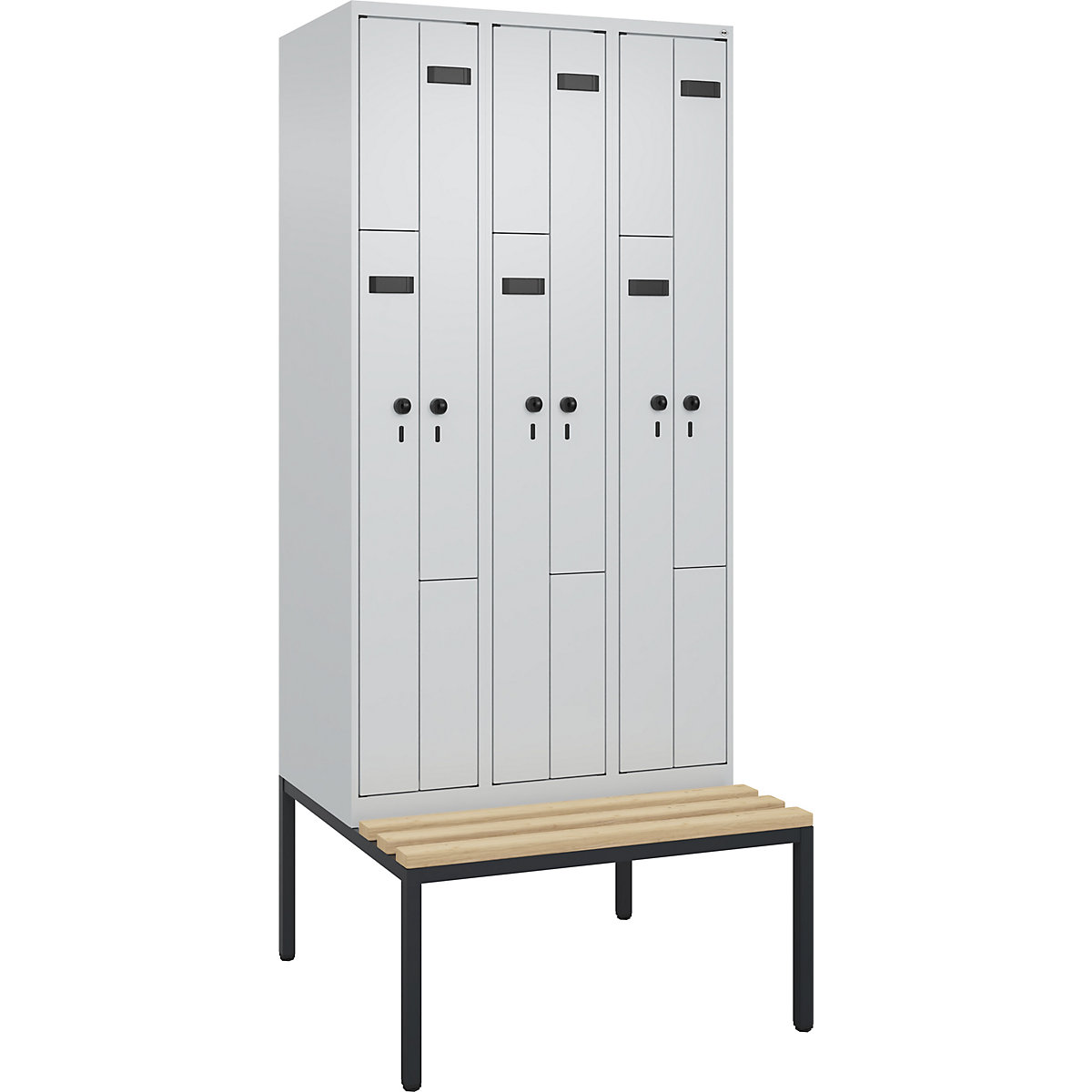 Vestiaire à portes en Z Evolo PLUS avec banc (Illustration du produit 2)-1