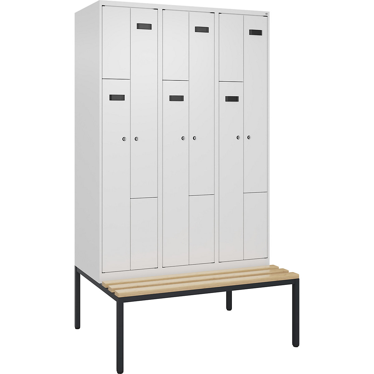 Vestiaire à portes en Z Evolo PLUS avec banc (Illustration du produit 2)-1