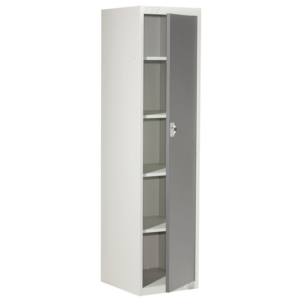 EUROKRAFTbasic – Vestiaire modulaire avec éléments de base et additionnels, h x l x p 1800 x 450 x 500 mm, 4 tablettes, gris clair / gris basalte, élément de base