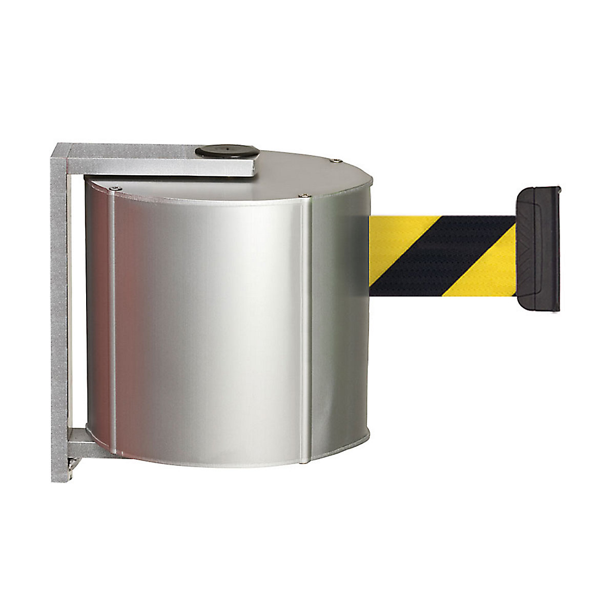 Casetă din aluminiu cu cordon, magnetică incl. element la capătul cordonului, culoare cordon negru / galben-0