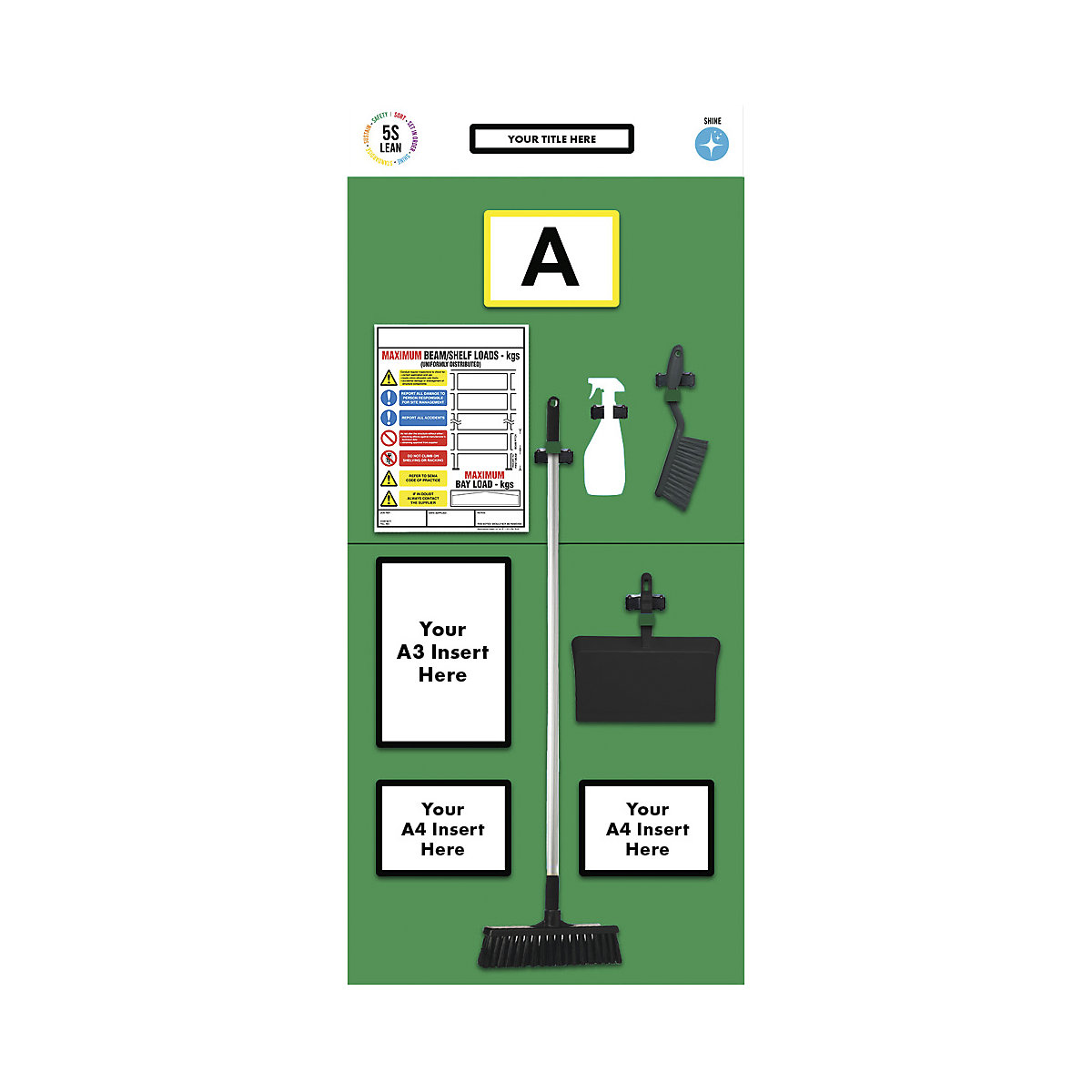 Panou de informare pentru raft, cu marcare simplă, curățenie, î. x lăț. 2000 x 900 mm, verde-0