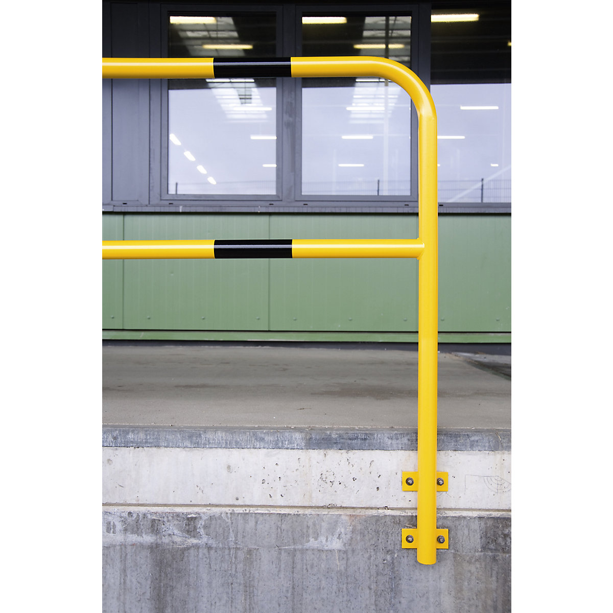 Blocator de protecție, oțel, Ø 48 mm, pentru montaj pe perete cu plăci de prindere, lățime 1000 mm, zincat/vopsit-0