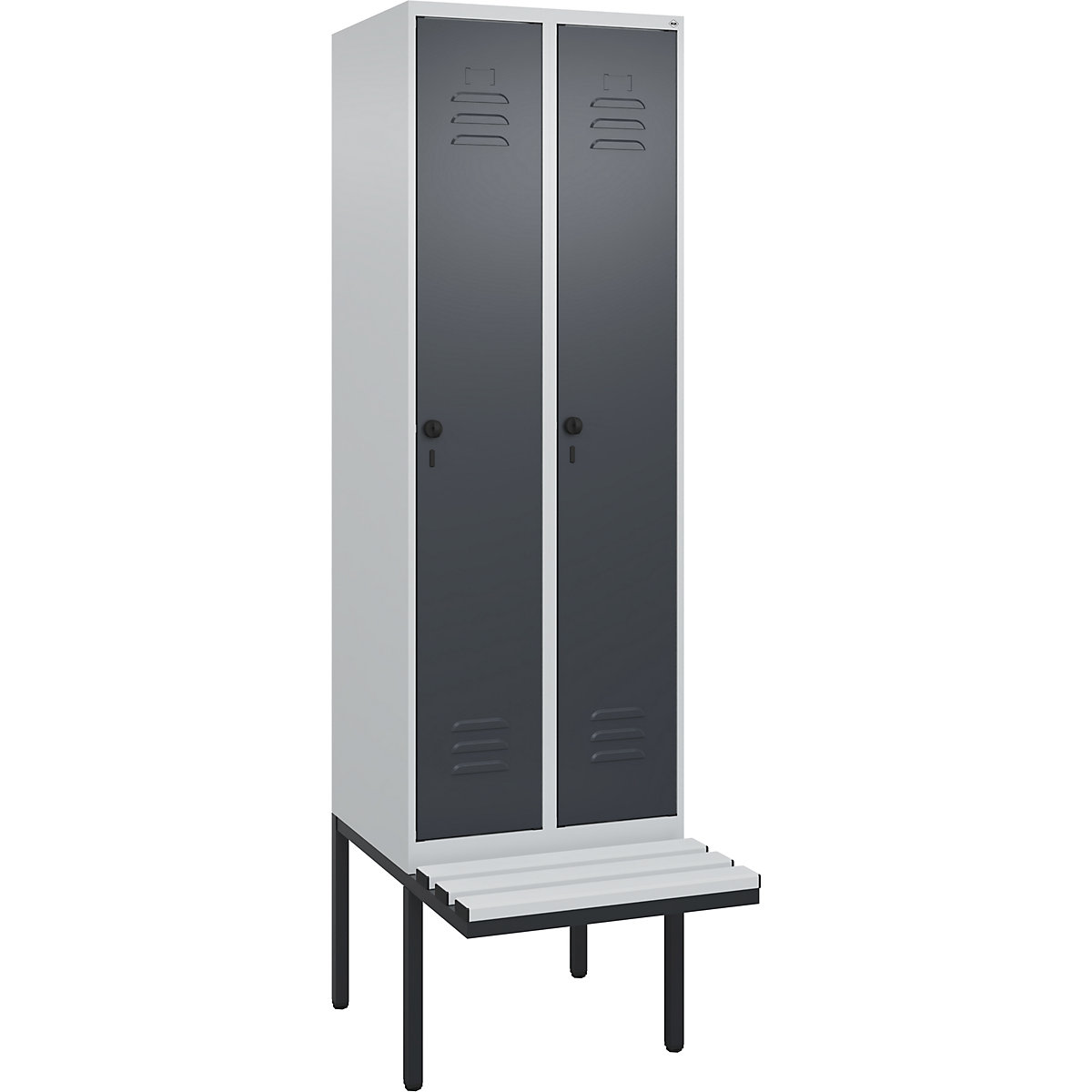 Classic PLUS öltözőszekrény utcai és munkaruházat tárolásához, paddal, keskeny – C+P (Termék képe 4)-3