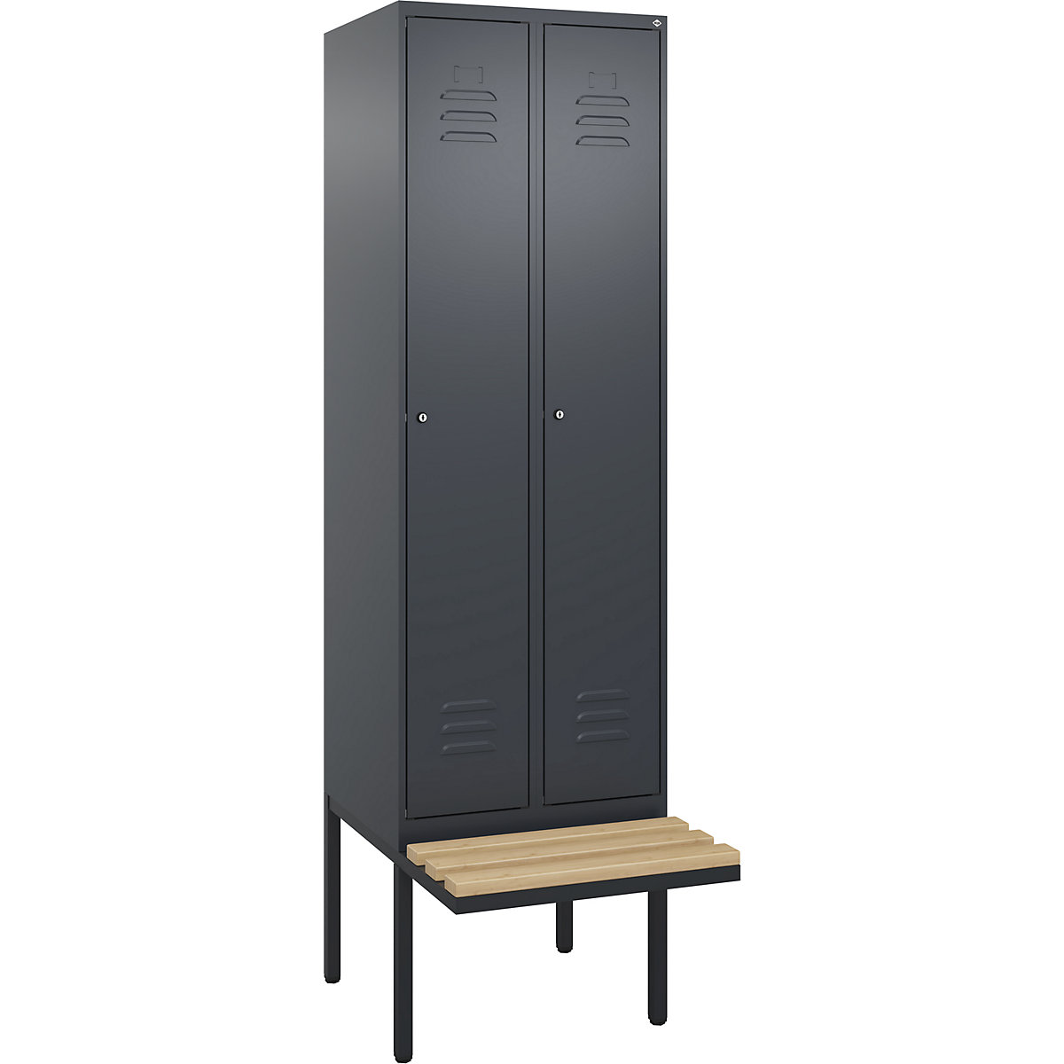 Classic PLUS öltözőszekrény utcai és munkaruházat tárolásához, paddal, keskeny – C+P (Termék képe 561)-560