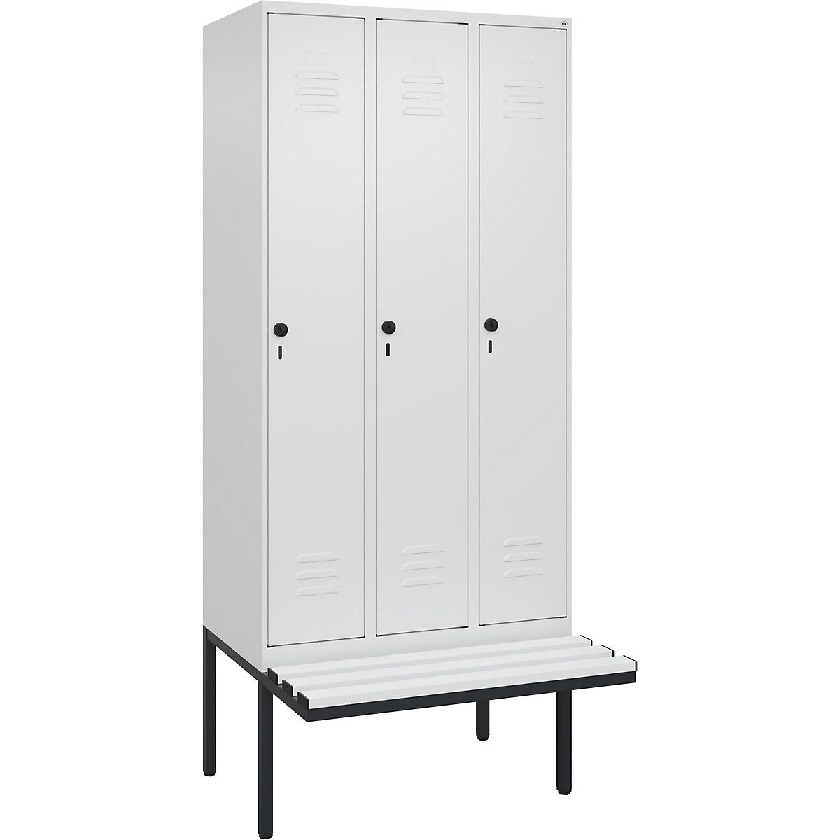 Classic PLUS öltözőszekrény utcai és munkaruházat tárolásához, paddal, keskeny – C+P (Termék képe 547)-546