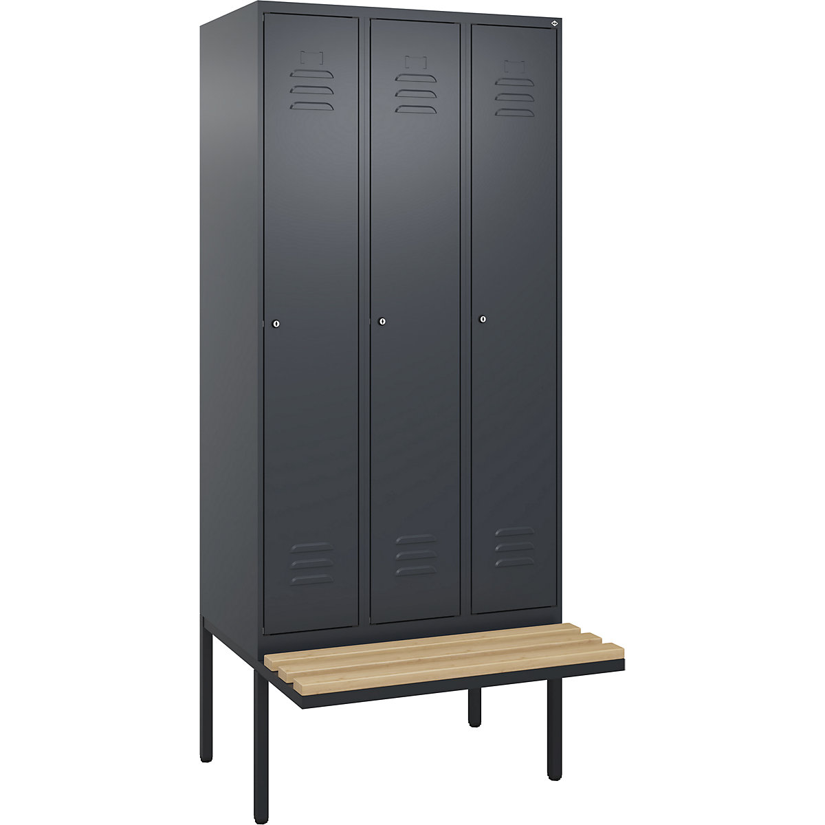 Classic PLUS öltözőszekrény utcai és munkaruházat tárolásához, paddal, keskeny – C+P (Termék képe 405)-404