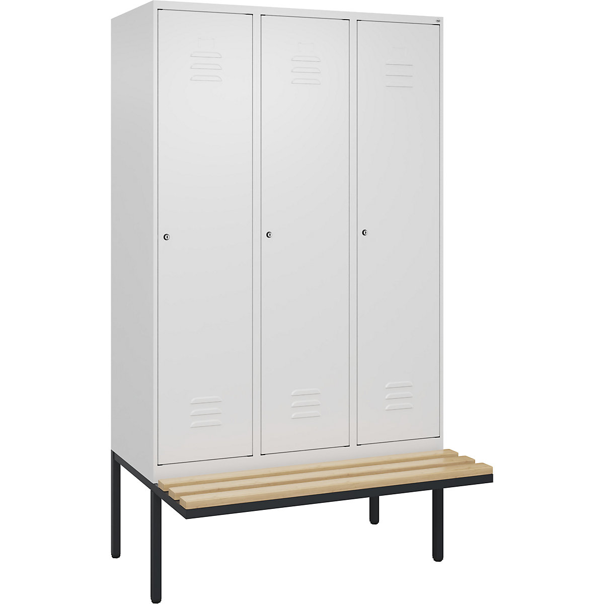 Classic PLUS öltözőszekrény utcai és munkaruházat tárolásához, paddal, keskeny – C+P (Termék képe 630)-629