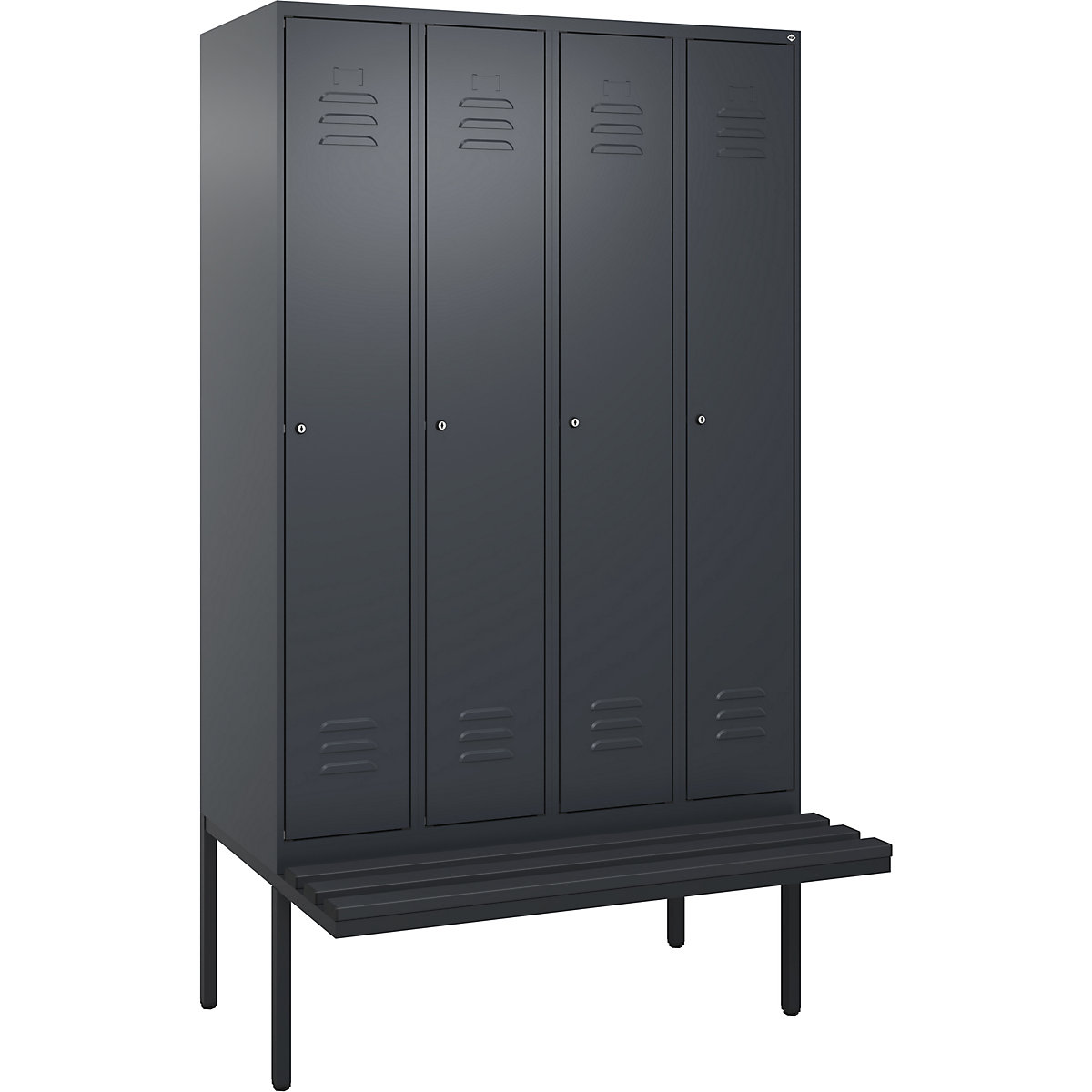 Classic PLUS öltözőszekrény utcai és munkaruházat tárolásához, paddal, keskeny – C+P (Termék képe 443)-442