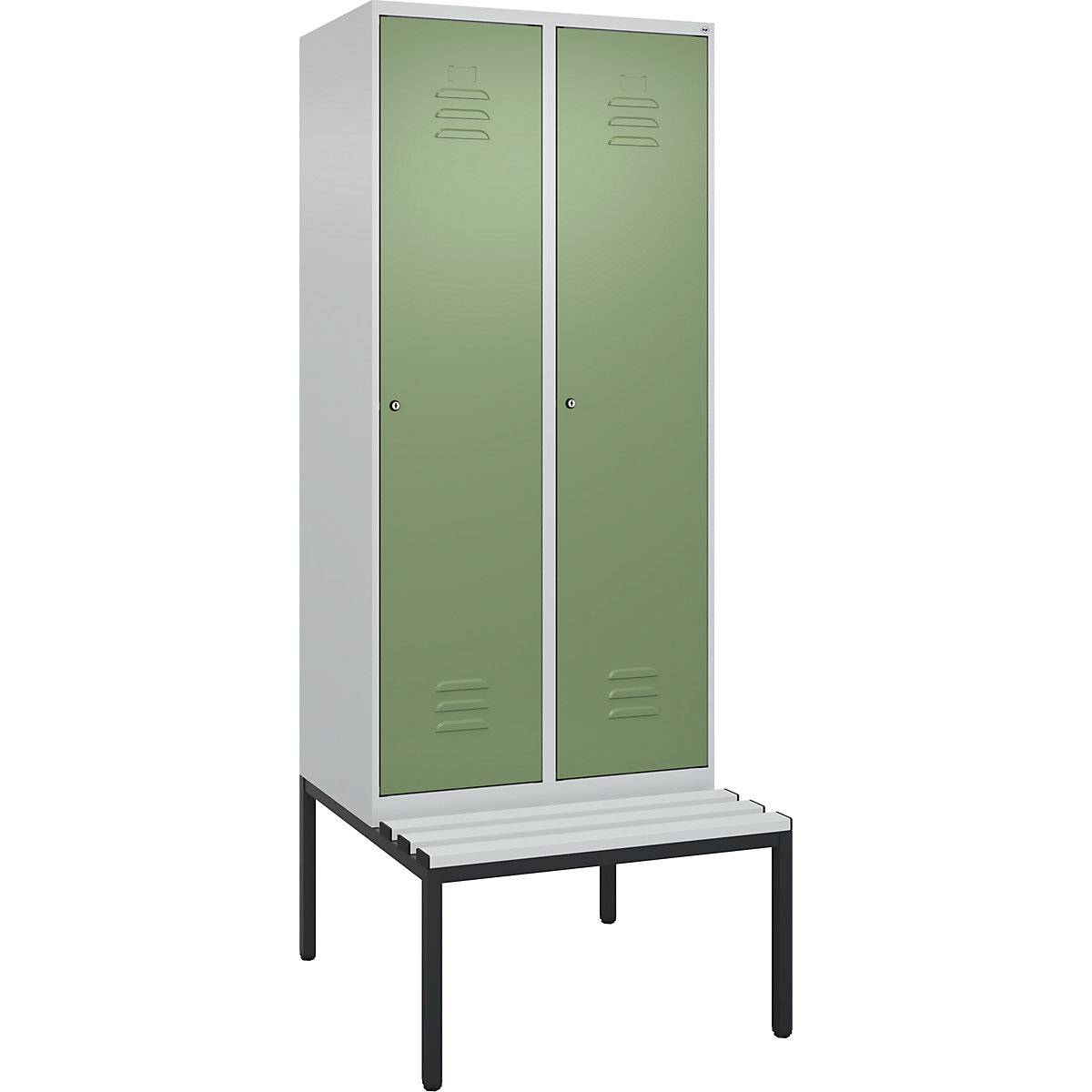 Classic PLUS öltözőszekrény utcai és munkaruházat tárolásához, paddal, keskeny – C+P (Termék képe 359)-358