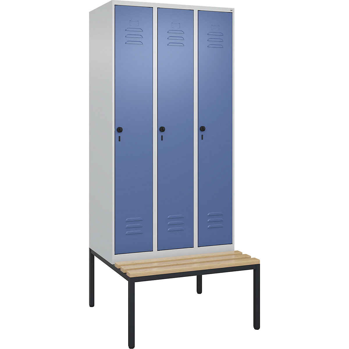 Classic PLUS öltözőszekrény utcai és munkaruházat tárolásához, paddal, keskeny – C+P (Termék képe 323)-322