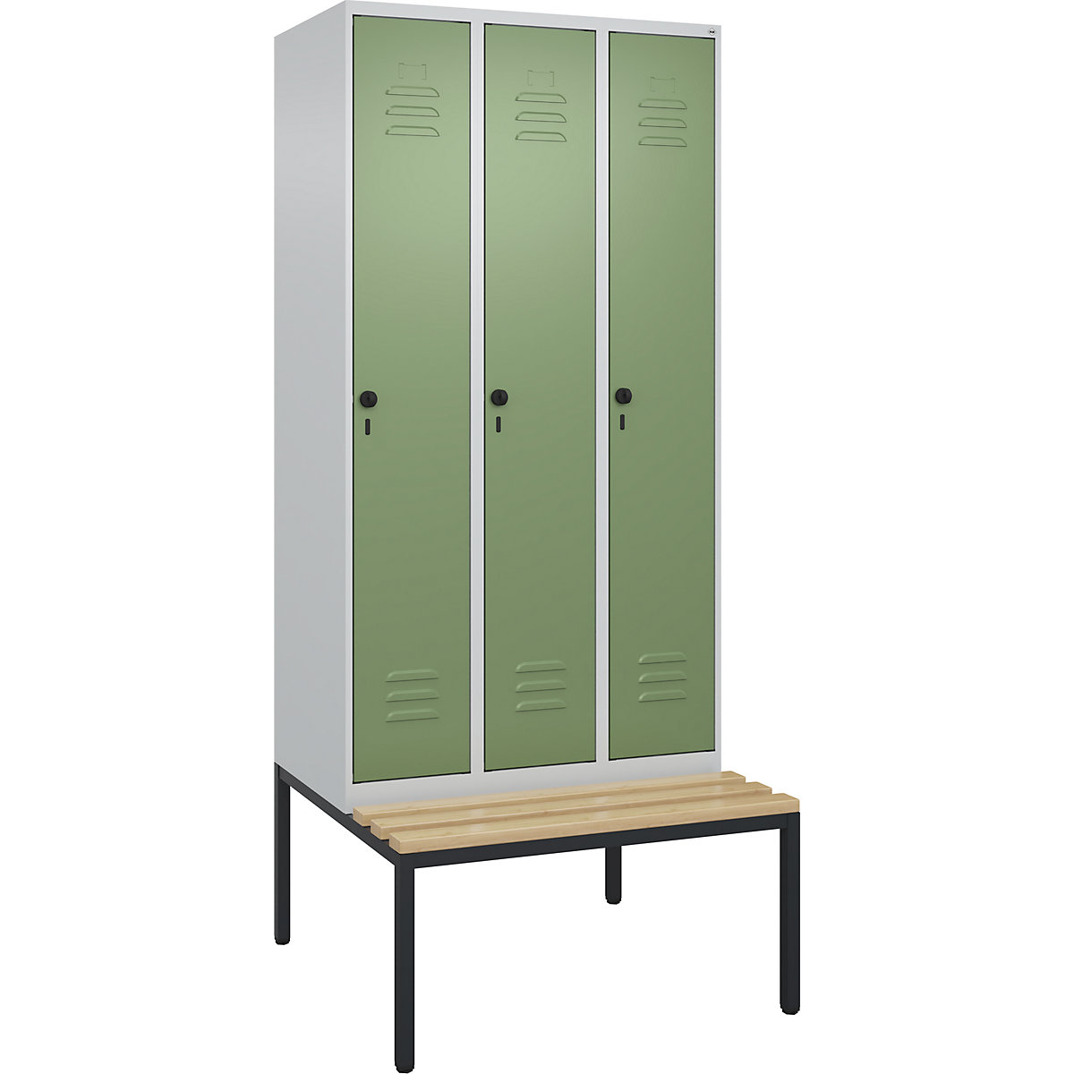 Classic PLUS öltözőszekrény utcai és munkaruházat tárolásához, paddal, keskeny – C+P (Termék képe 418)-417