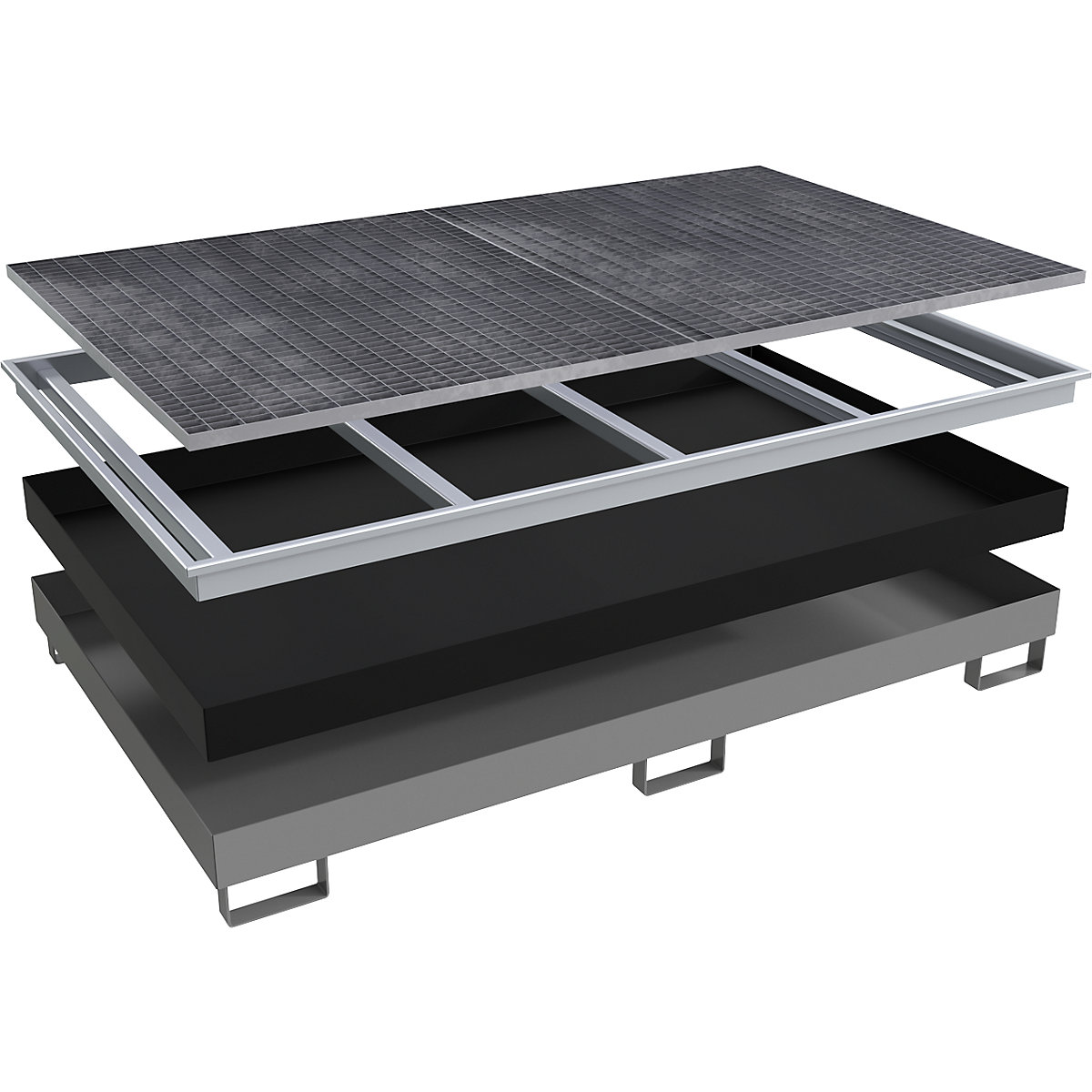 Regałowa wanna podłogowa z wkładem z PE – eurokraft pro (Zdjęcie produktu 2)-1