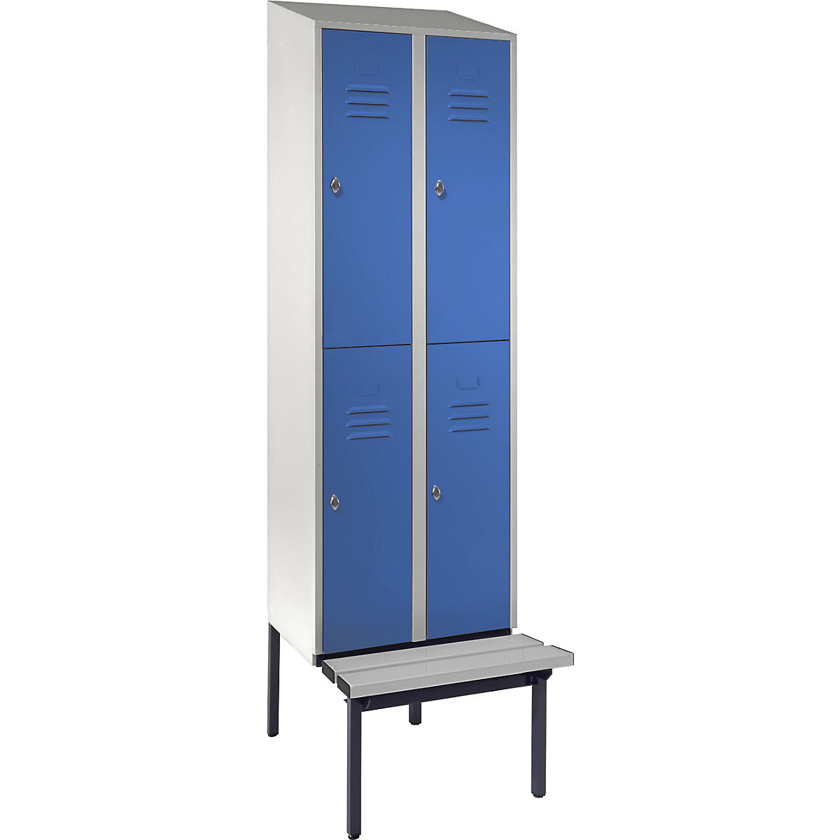 Berlin 2 double deck clothes locker with bench seat - Wolf
