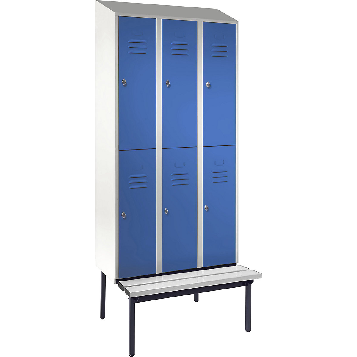 Berlin 2 double deck clothes locker with bench seat - Wolf