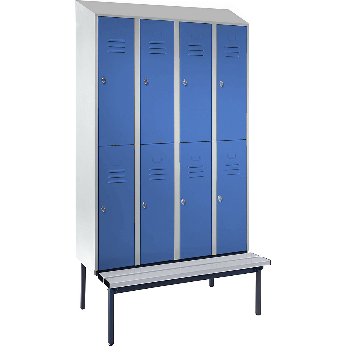 Berlin 2 double deck clothes locker with bench seat - Wolf
