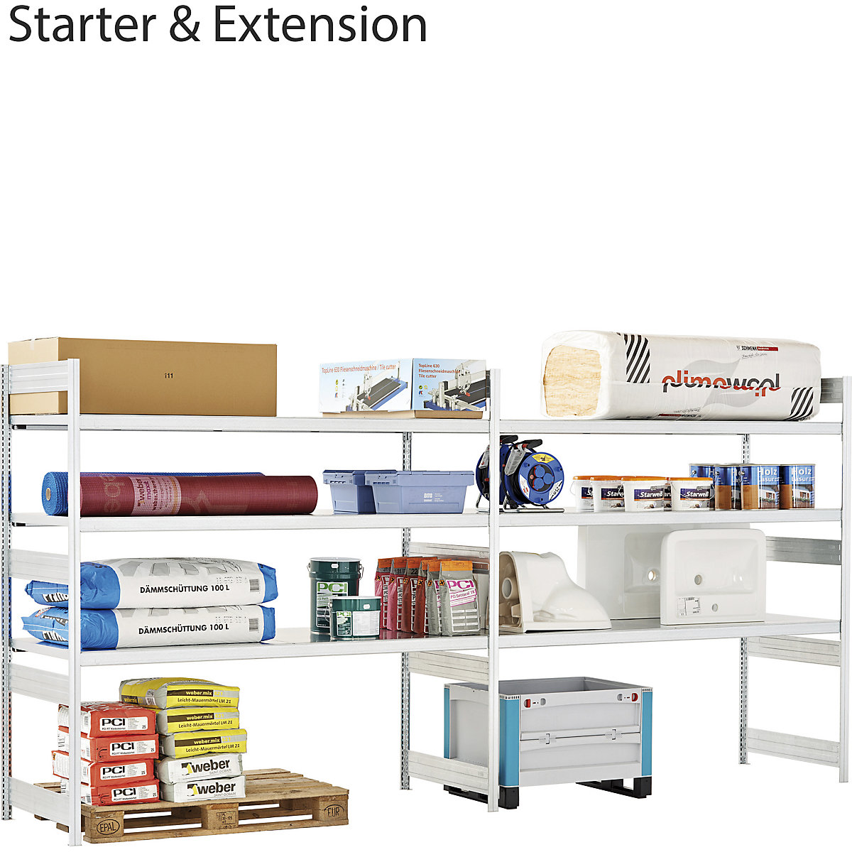 BiGDUG 350kg Longspan Shelving Extension with Steel Levels (Product illustration 3)-2