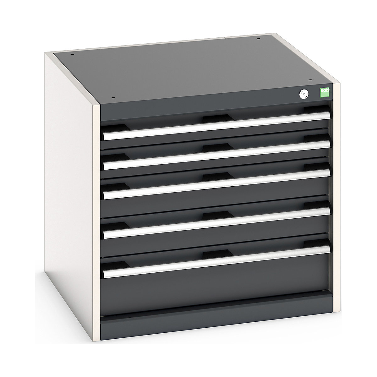 Bott Cubio Suspended Cabinets| 600mm High | Suitable for 750mm Deep Benches, Bott Cubio Suspended Cabinets| 600mm High | Suitable for 750mm Deep Benches, Bott Bott Cubio 5 Drawer Cabinet | 600h x 650w x 650d mm | For 750mm Deep Benches | Anthracite Grey-1