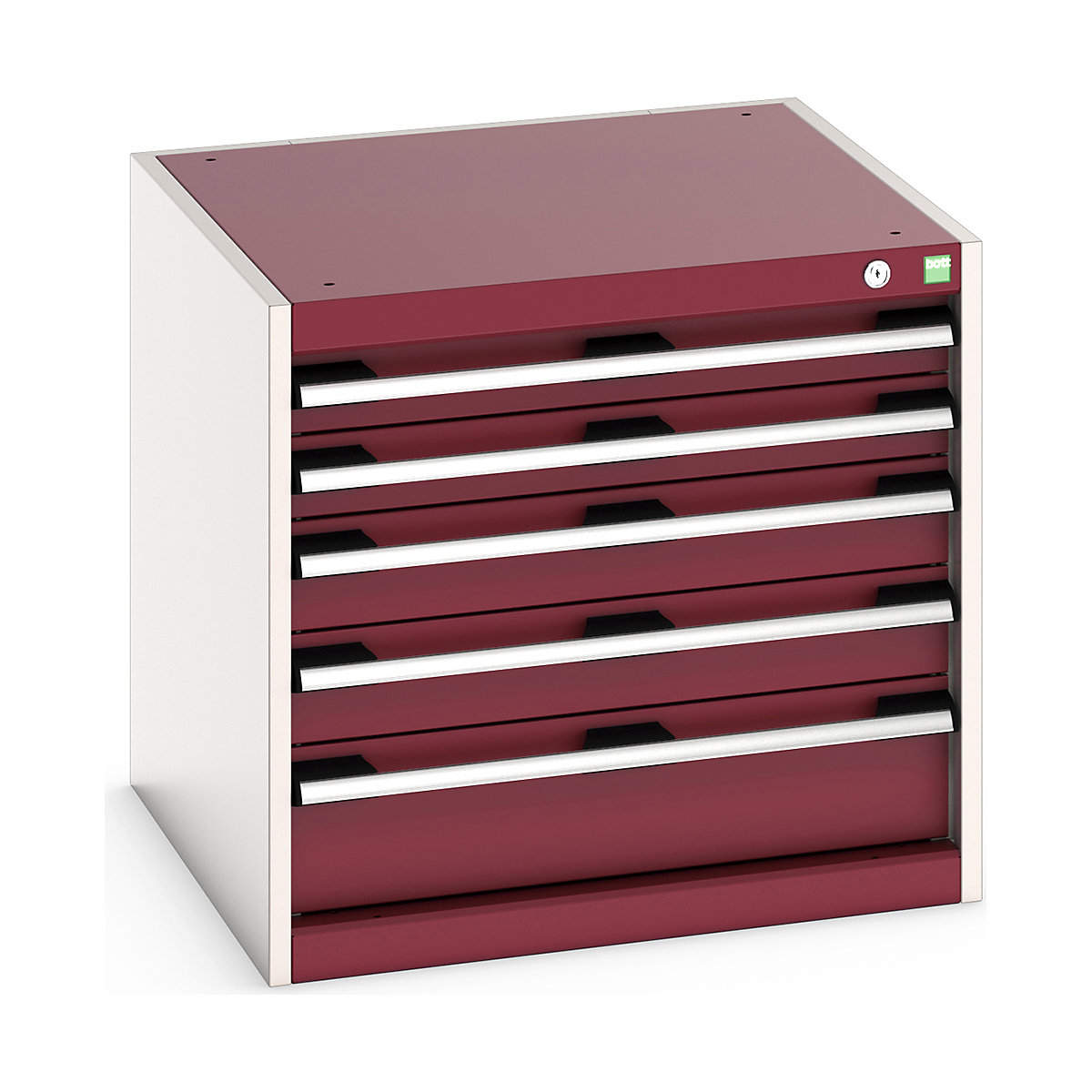 Bott Cubio Suspended Cabinets| 600mm High | Suitable for 750mm Deep Benches, Bott Cubio Suspended Cabinets| 600mm High | Suitable for 750mm Deep Benches, Bott Bott Cubio 5 Drawer Cabinet | 600h x 650w x 650d mm | For 750mm Deep Benches | Red-0