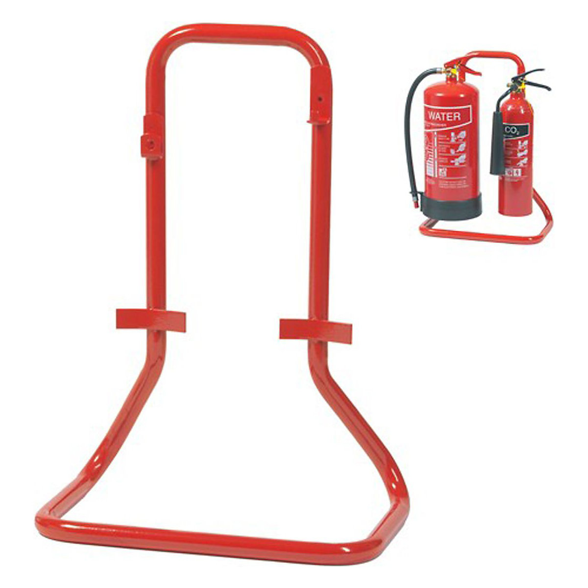 Double Fire Extinguisher Stand 605h x 430w x 285d mm Red