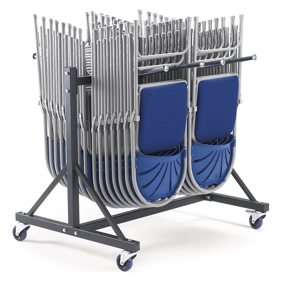 Low 2 Column Chair Hanging Trolley 1220h x 1250w x 1350d mm Holds 68x 2000 & 2200 Chairs Or 36x 2600 & 2700 Chairs