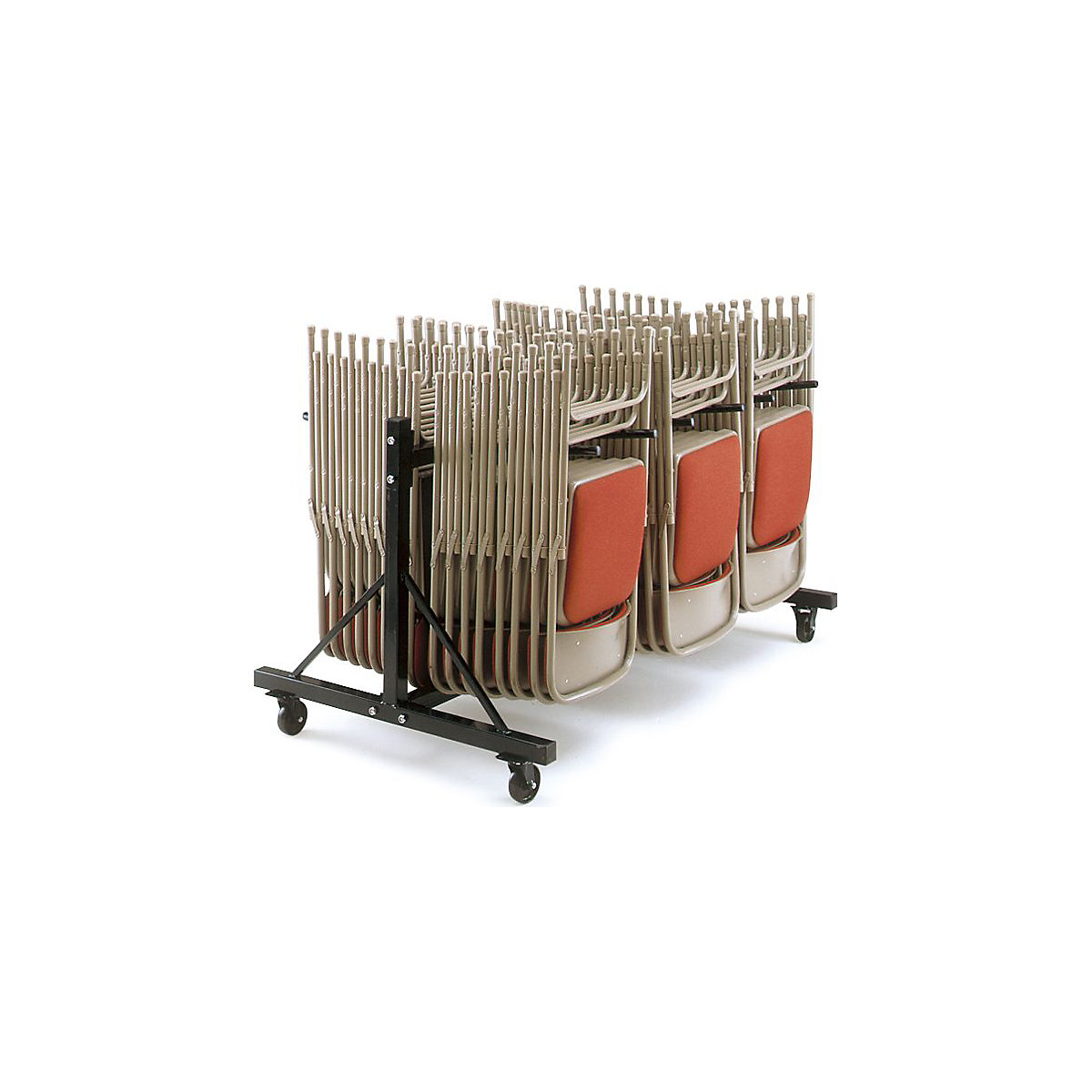 Low 3 Column Chair Hanging Trolley 1220h x 1750w x 1350d mm Holds 102x 2000 & 2200 Chairs Or 54x 2600 & 2700 Chairs