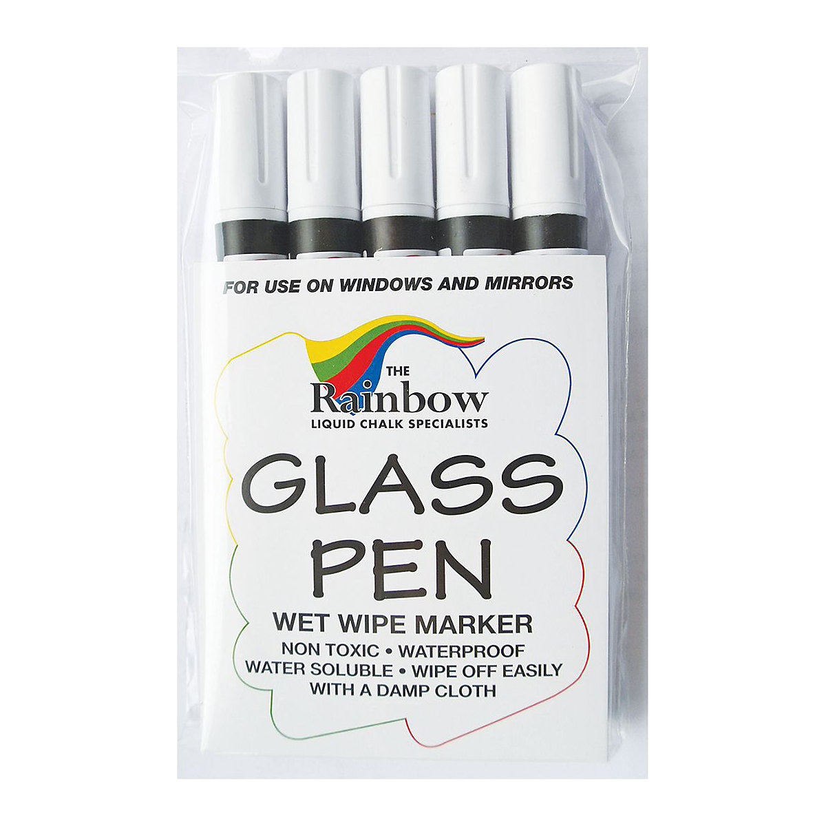 Pack Of 5 - Narrow Tip White Pens For Glass Board