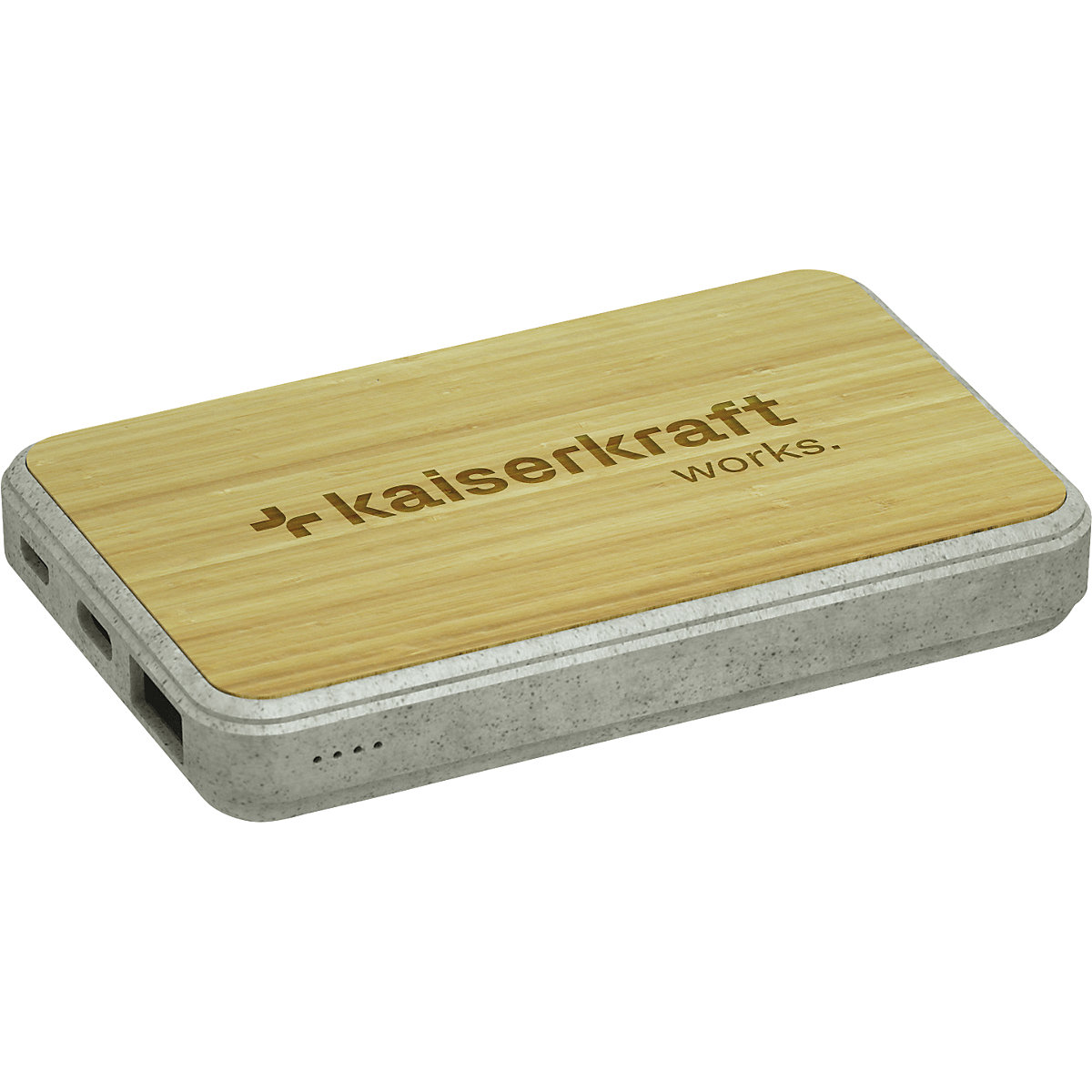 Powerbank Bambus, mit diversen Anschlüssen, Front in Bambusoptik-0