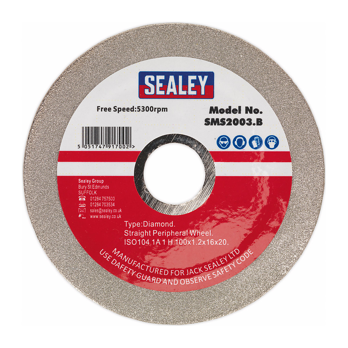 Sealey 100mm Diamond Coated Grinding Disc for SESMS2003 (Product illustration 2)-1