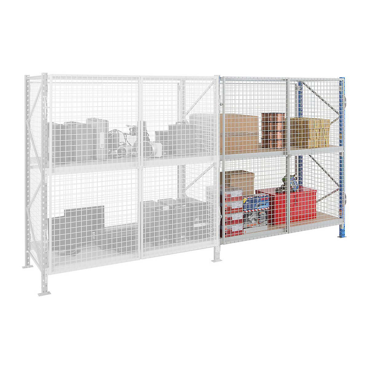 Secure Mesh Shelving | Extension Bay | 2 Chipboard Levels | 2000h x 1800w x 600d mm | 683kg UDL