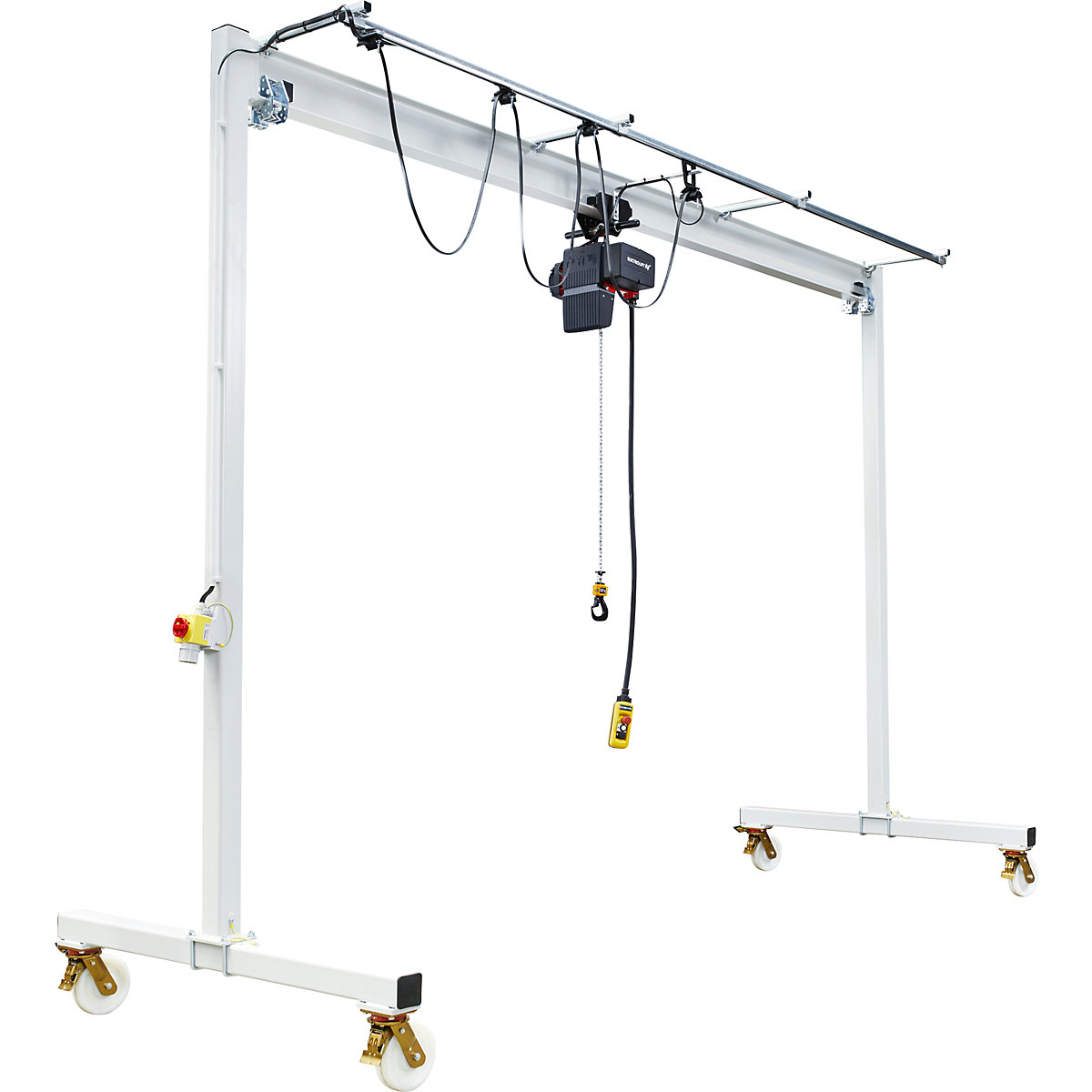 Stahl-Portalkran PA Vetter, Elektrokettenzug und Handschiebefahrwerk, Tragfähigkeit 800 kg, lichte Breite 3000 mm-0