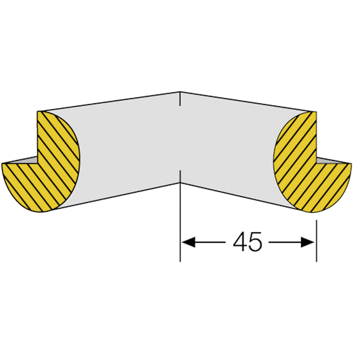 TRAFFIC-LINE Edge Impact Protection | Semi-Circular | Internal Corner | 45l x 45w x 40h mm | Black | Self-Adhesive