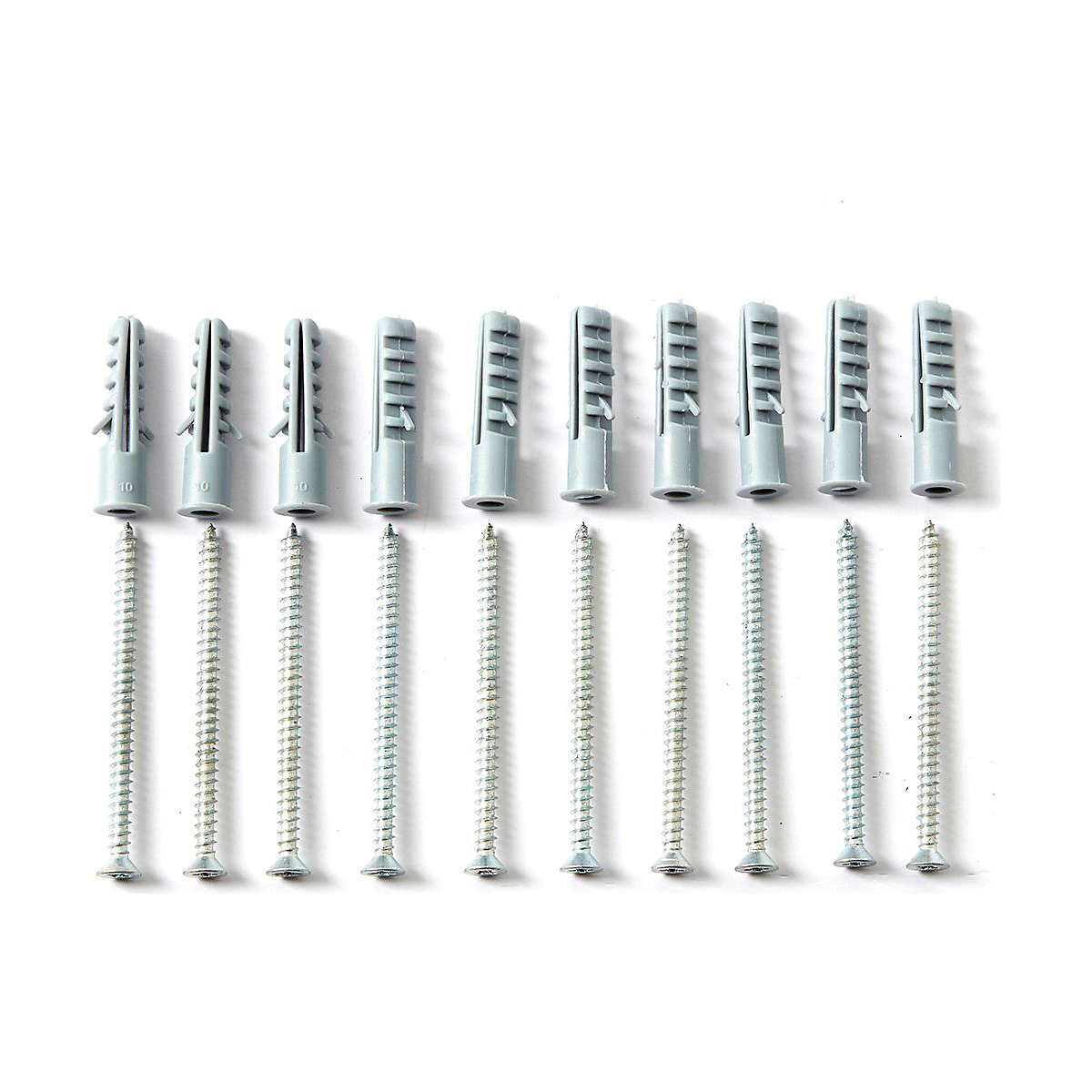 TwinSlot Shelving Upright Fixing Pack, inc 10x Screws & 10x Wall Plugs
