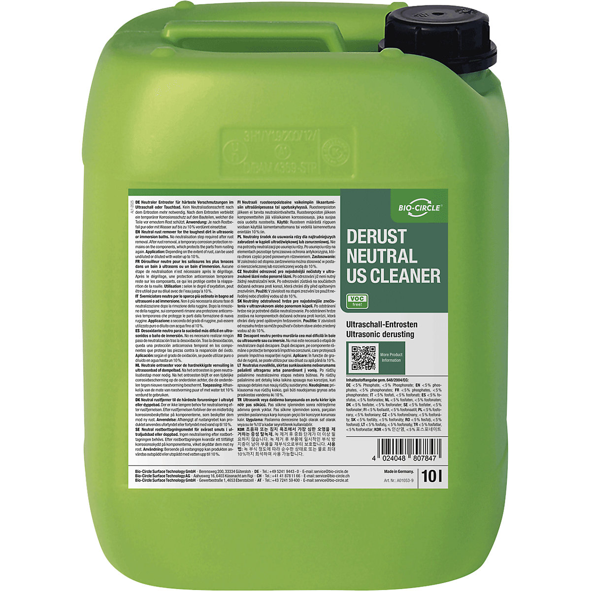 Ultrazvukový čistiaci prostriedok Derust neutrálny US Cleaner – Bio-Circle