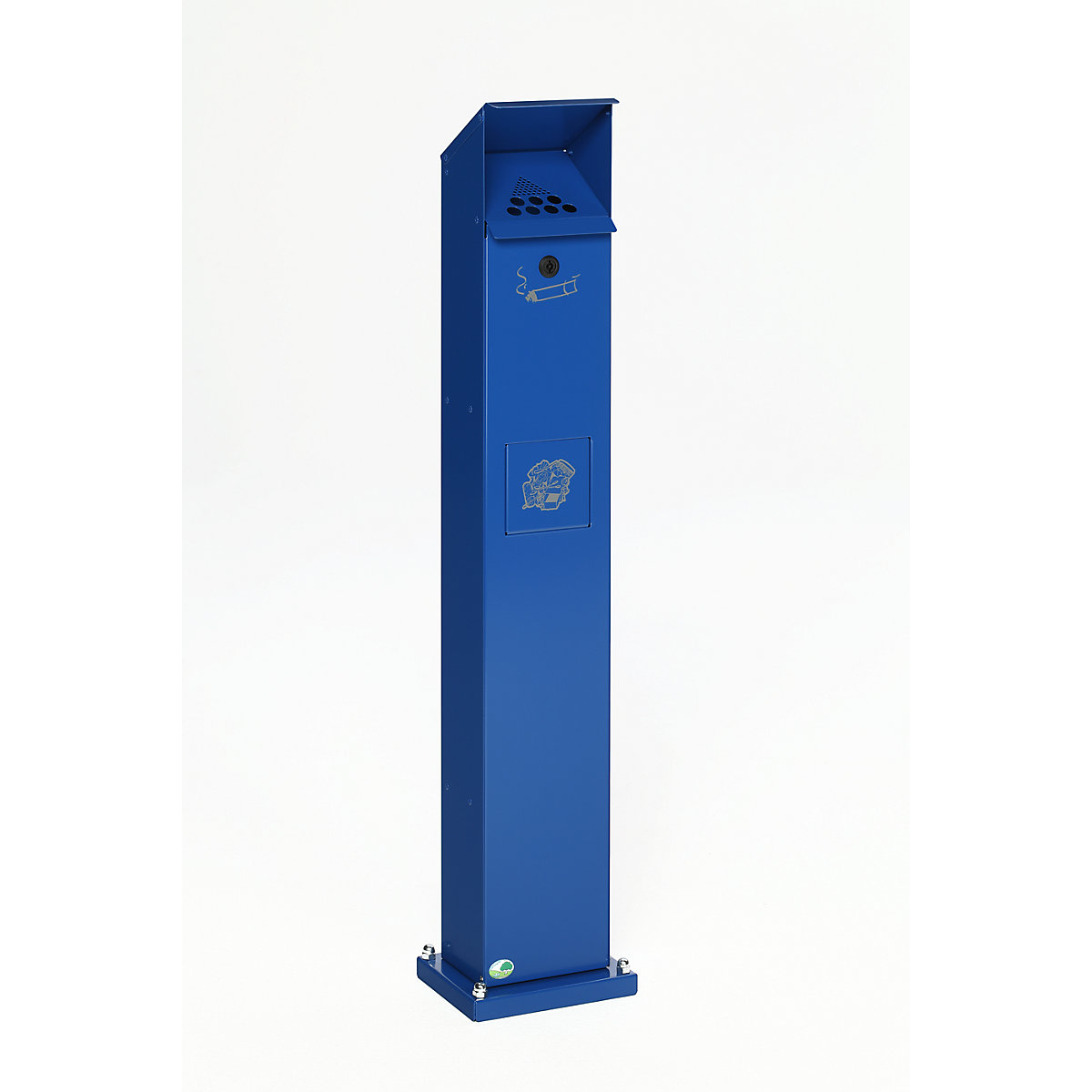 VAR Kombi-Aschersäule, Volumen 5 l, BxHxT 180 x 1150 x 150 mm, Stahlblech verzinkt und pulverbeschichtet, enzianblau