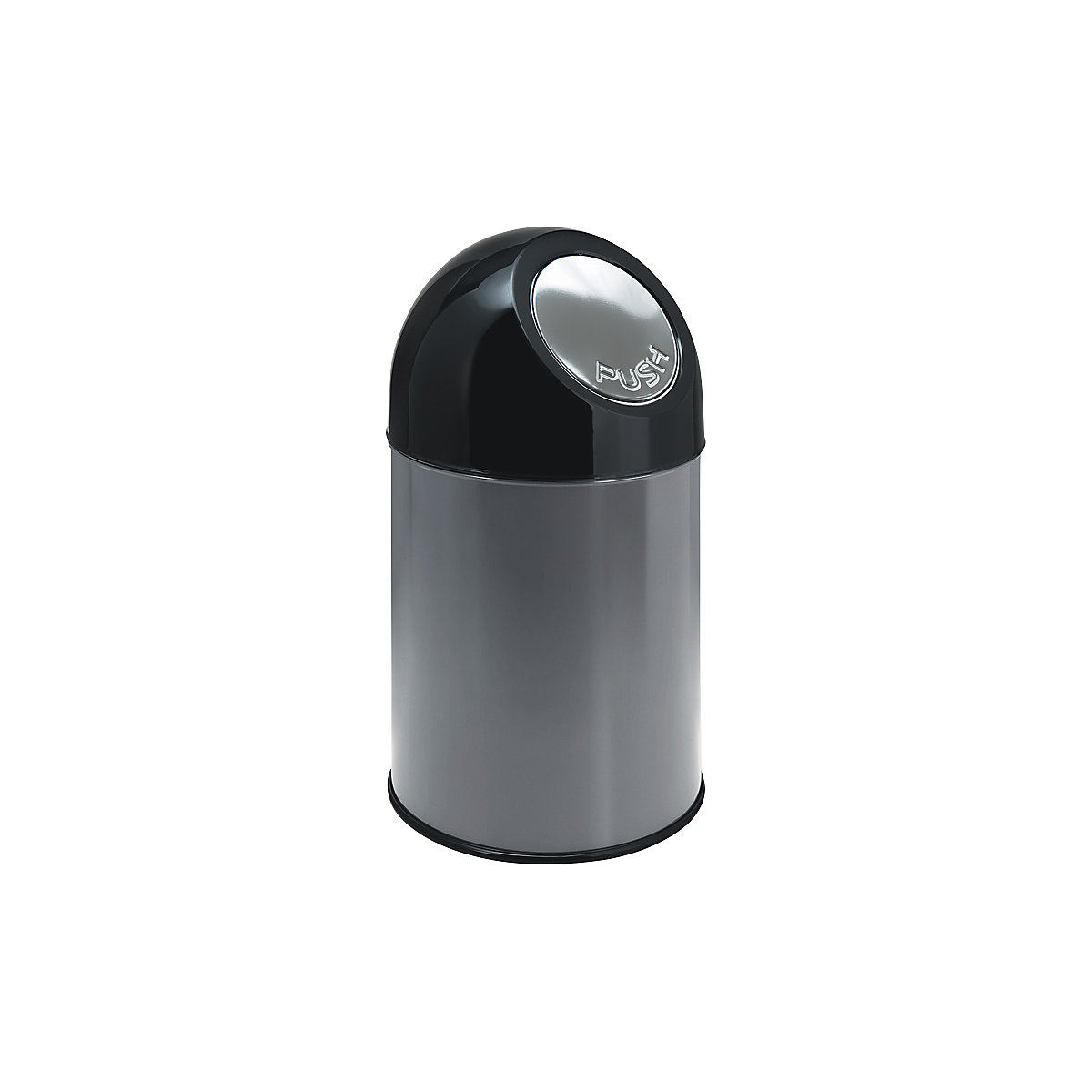Push-Mülleimer, Stahl, Volumen 30 l, verzinkter Innenbehälter, grau-0