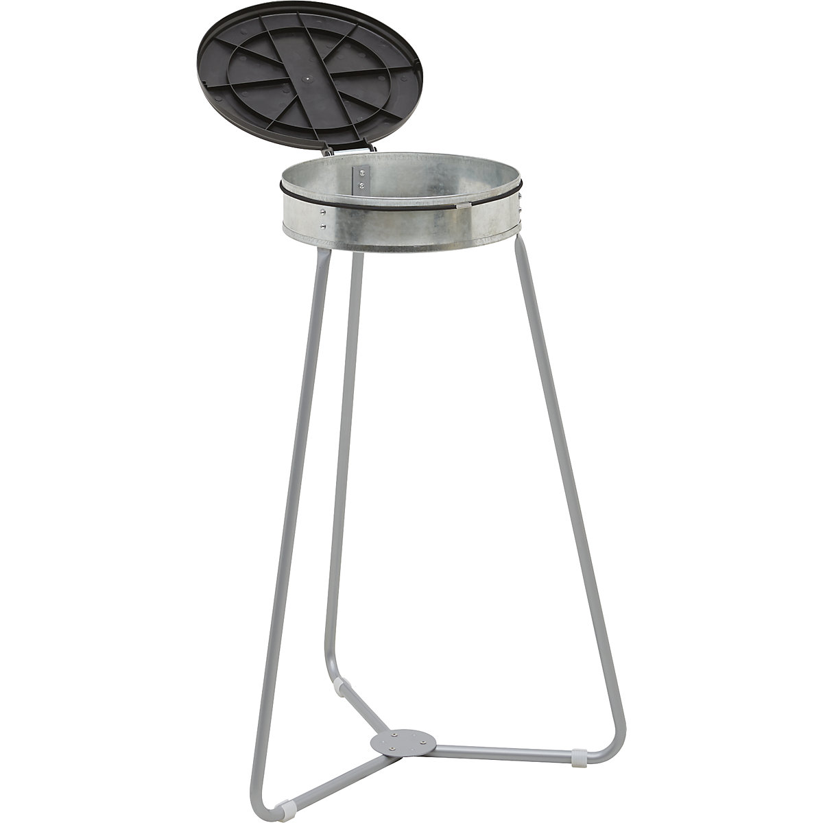 Müllsackhalter aus Stahl mit Kunststoffdeckel eurokraft basic (Produktabbildung 3)-2