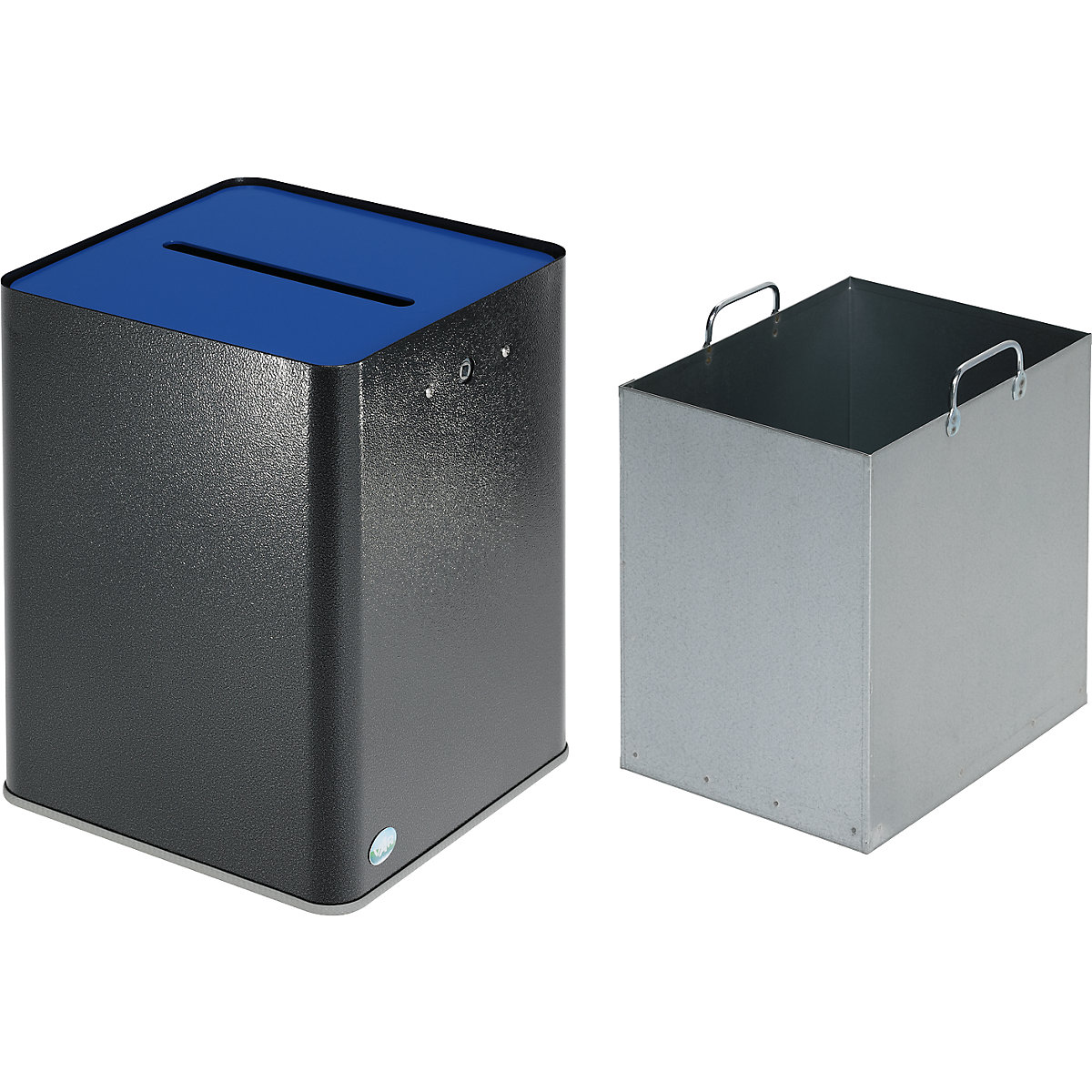 Datenschutz Papiersammler VAR, 43 l, DSGVO-konform, antik-silber / blau-0