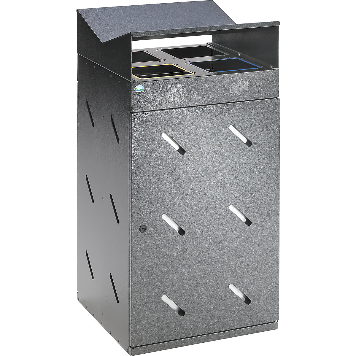 Wertstoffsammelstation VAR, 4fach-Einwurf, Volumen 200 l, antiksilber