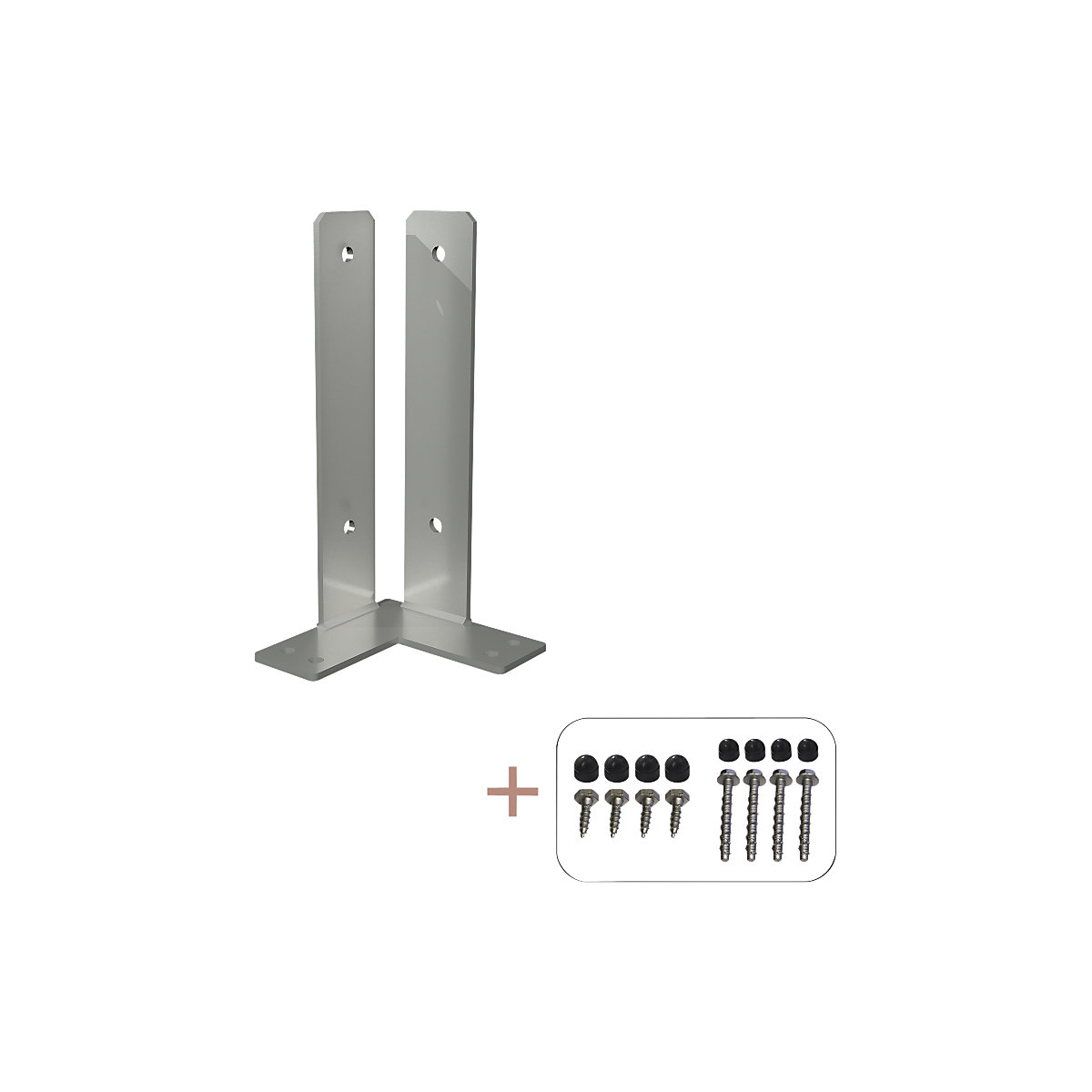 Bază de colț pentru stâlp, î. x lăț. x ad. 300 x 150 x 150 mm, argintiu-0